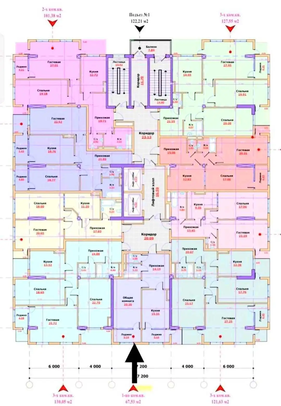 1-к квартира, 7 этаж, 67 м², Шохмансур
