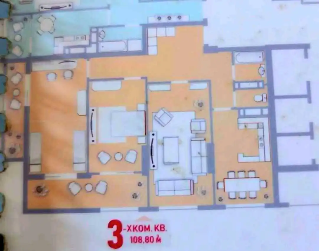 3-к квартира, 20 этаж, 109 м², Сино