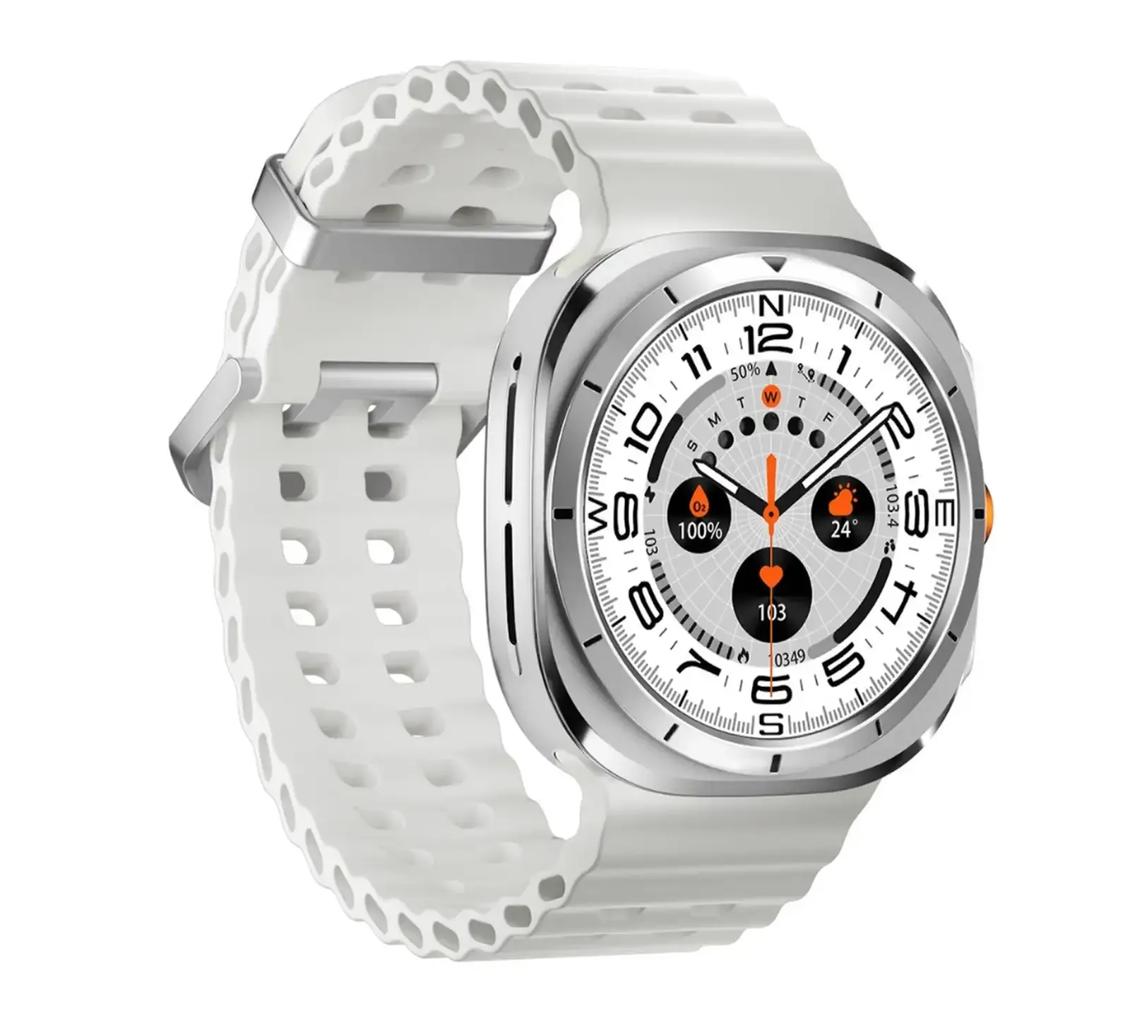 Умные часы Porodo Amoled 1 43 Smart Watch Silver Dial with 34mm White Ocean Ban
