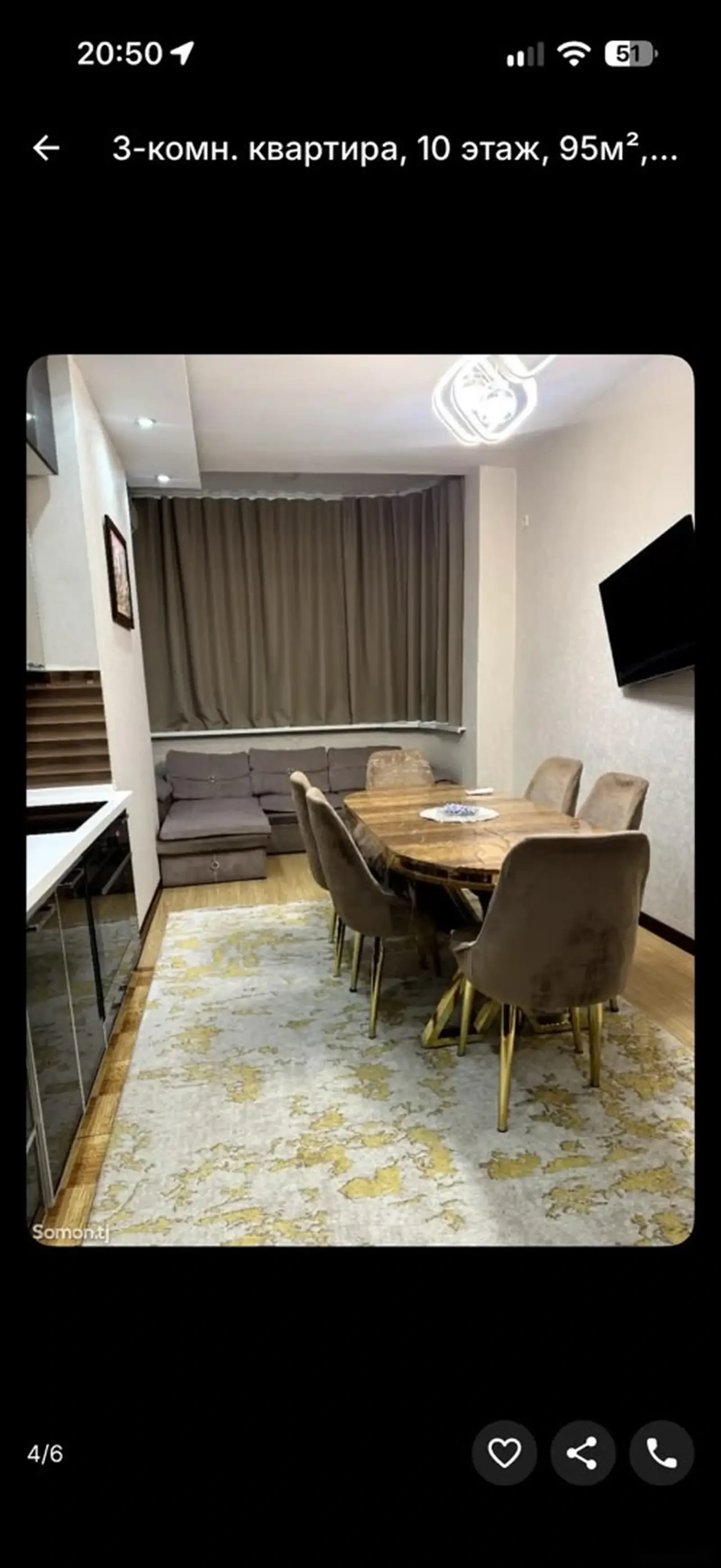 3-комн. квартира, 10 этаж, 95м², шохмансур — фото 3