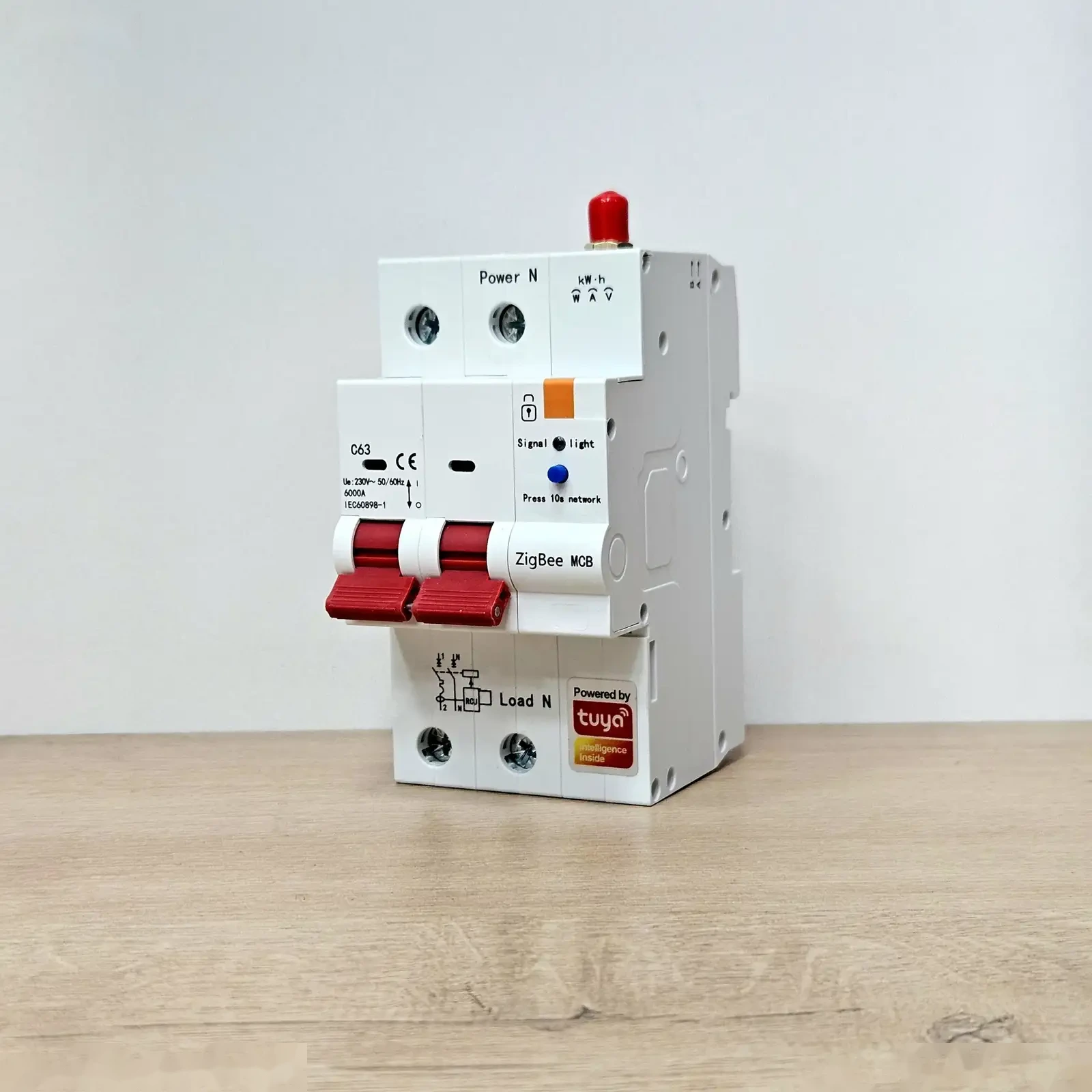 Умный автоматический выключатель Zigbee с функцией мониторинга 2 клавишный