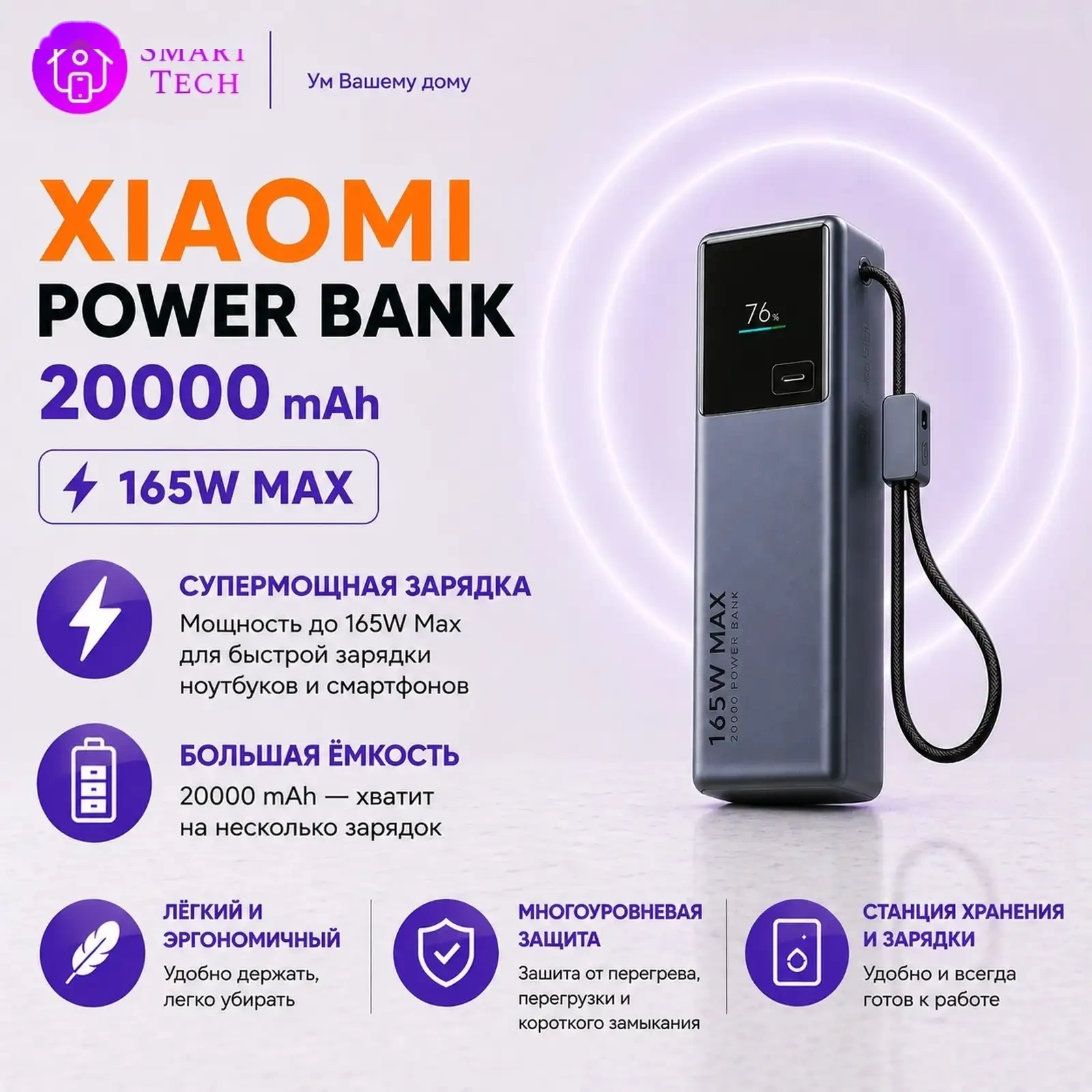 Внешний аккумулятор Xiaomi Power Bank 20000 mAh 165 W