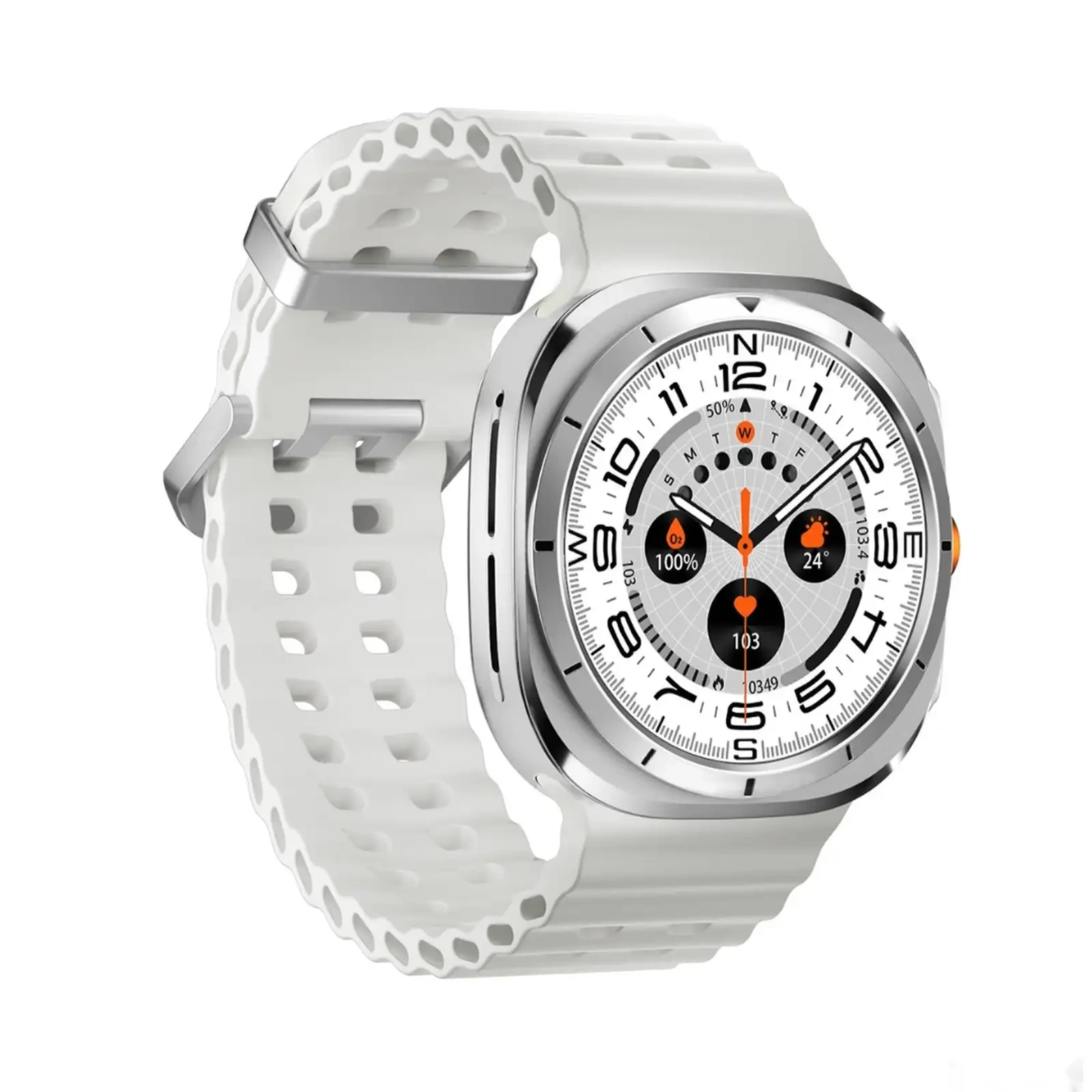 Умные часы Porodo Amoled 1 43 Smart Watch Silver Dial with 34mm White Ocean Ban — фото 2