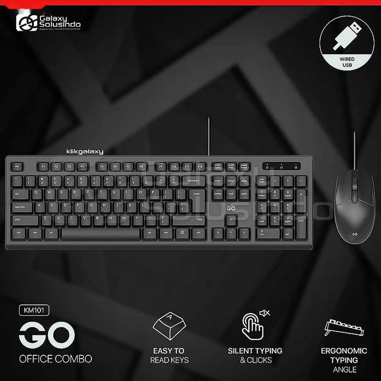 Проводная мышь и клавиатура Fantech KM101 GO Office Combo — фото 2