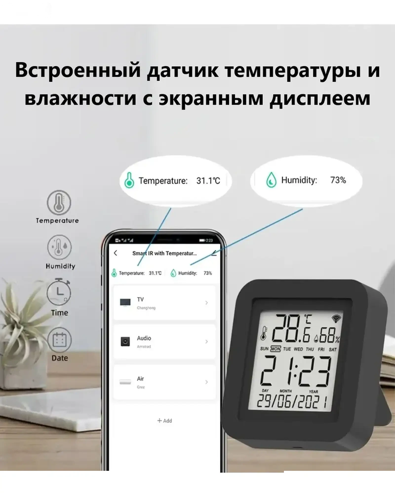 Умный ИК-пульт дистанционного управления с датчиком температуры и влажности