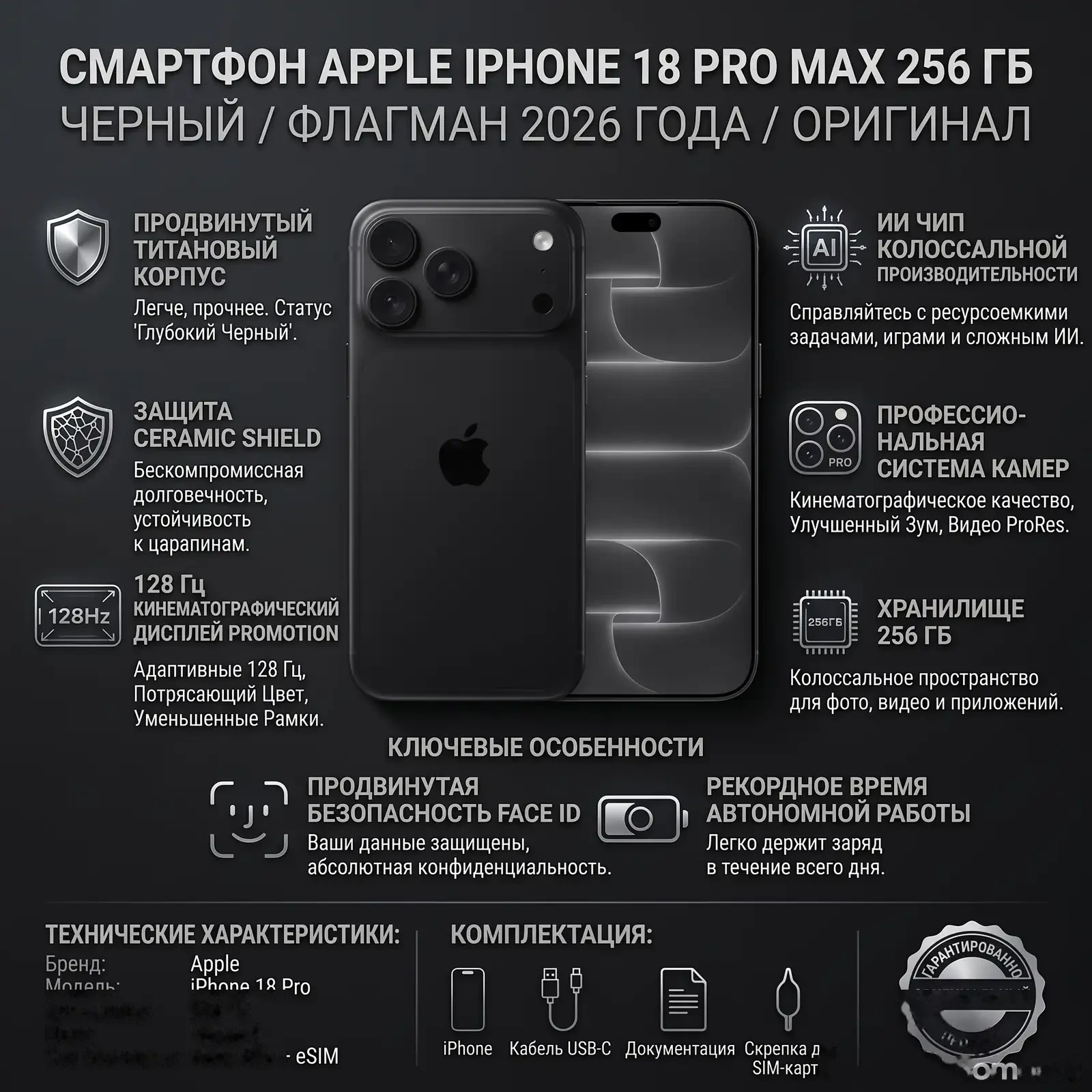 Apple iPhone 18 Pro Max, 256 gb, Black