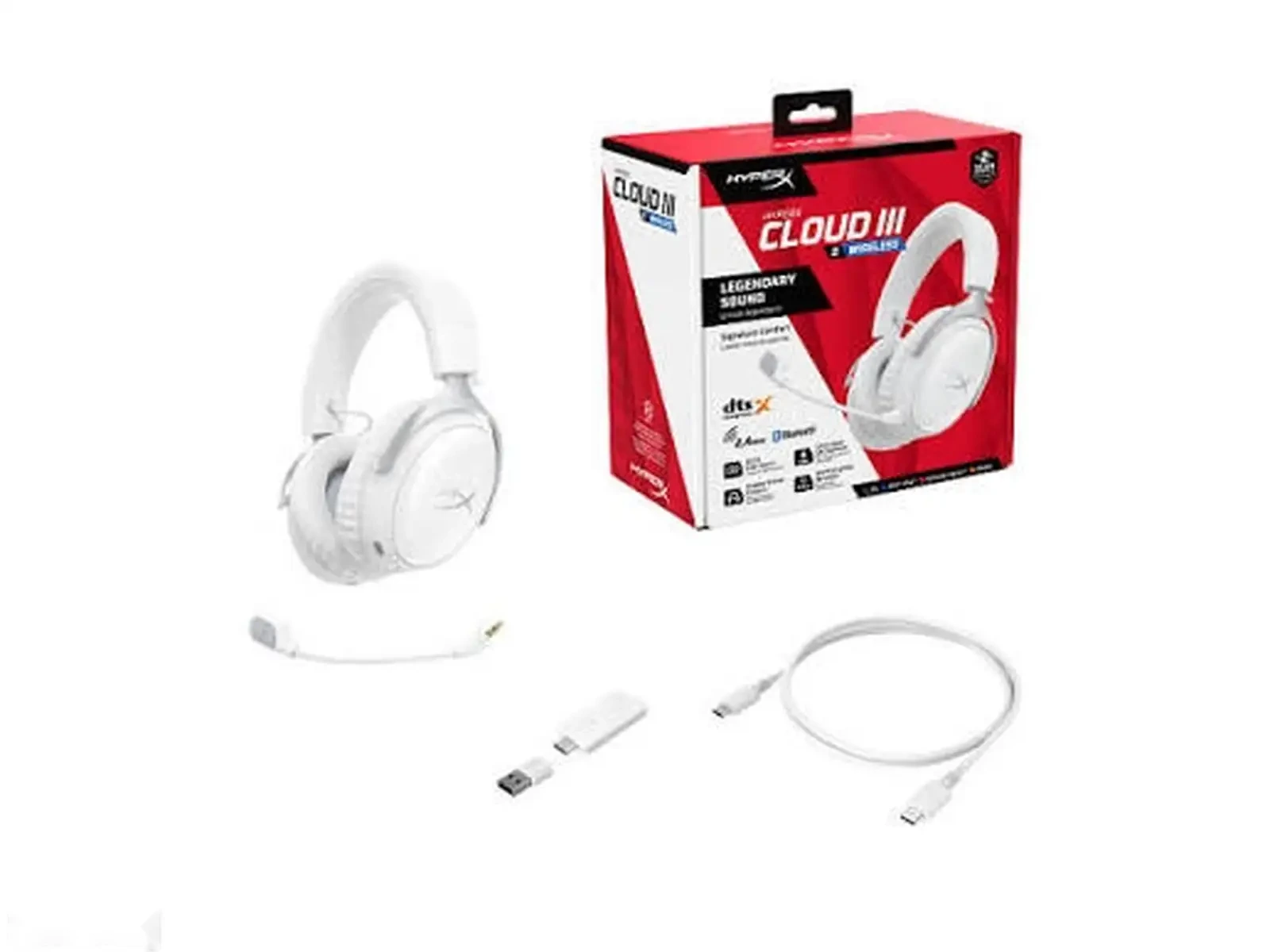 Наушники белые HyperX Cloud III Wireless — фото 2