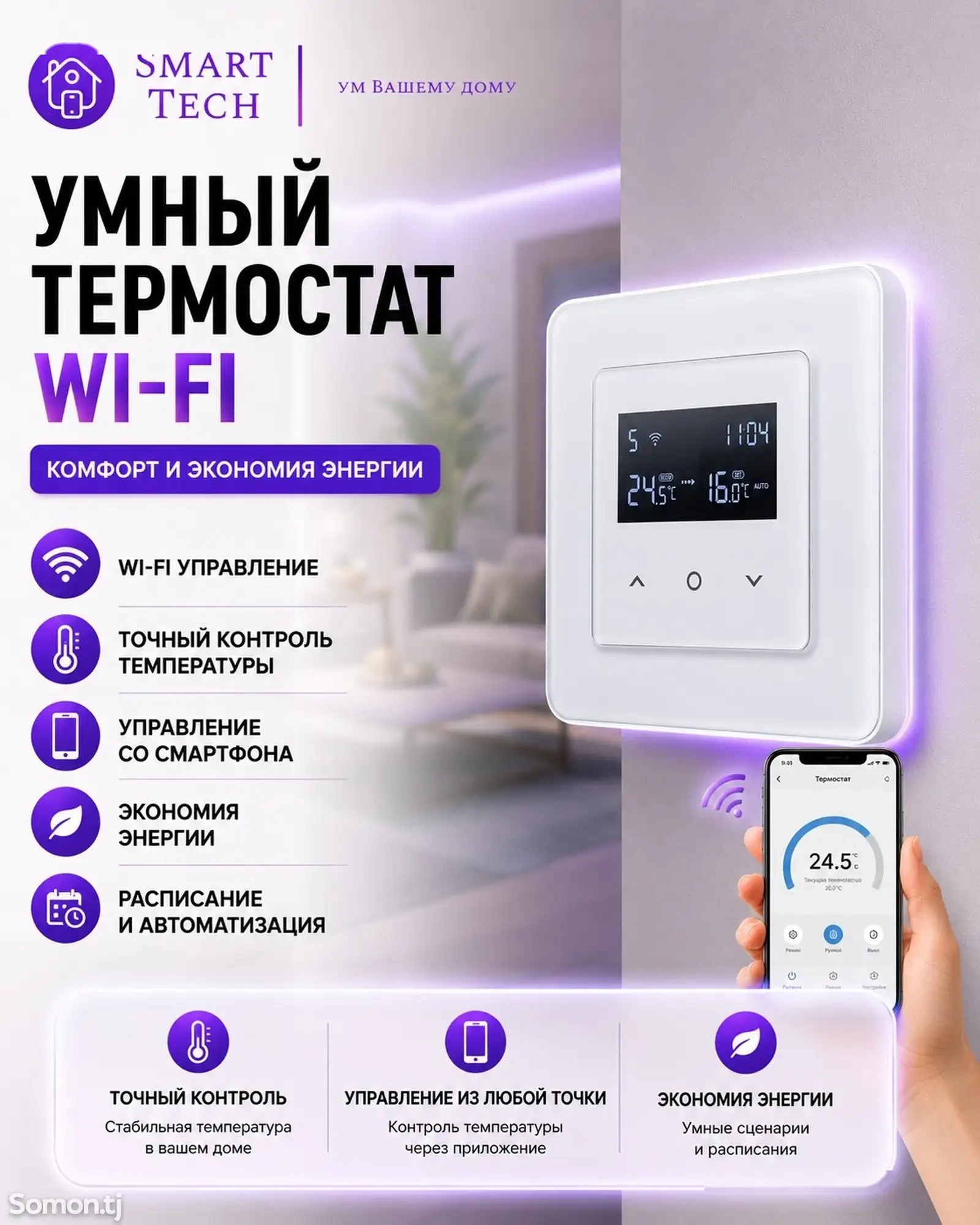 Умный термостат с Wi-Fi