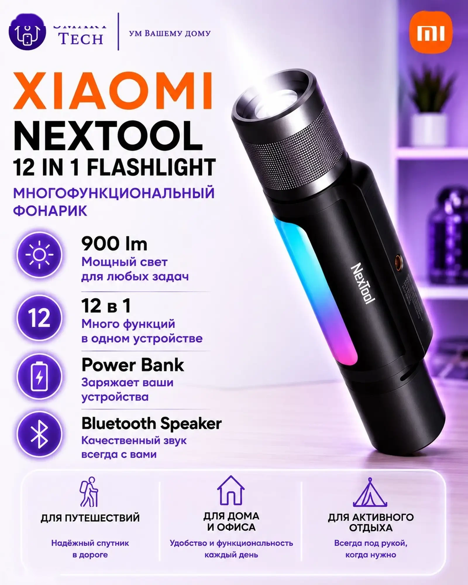Фонарик Xiaomi NexTool 12-в-1