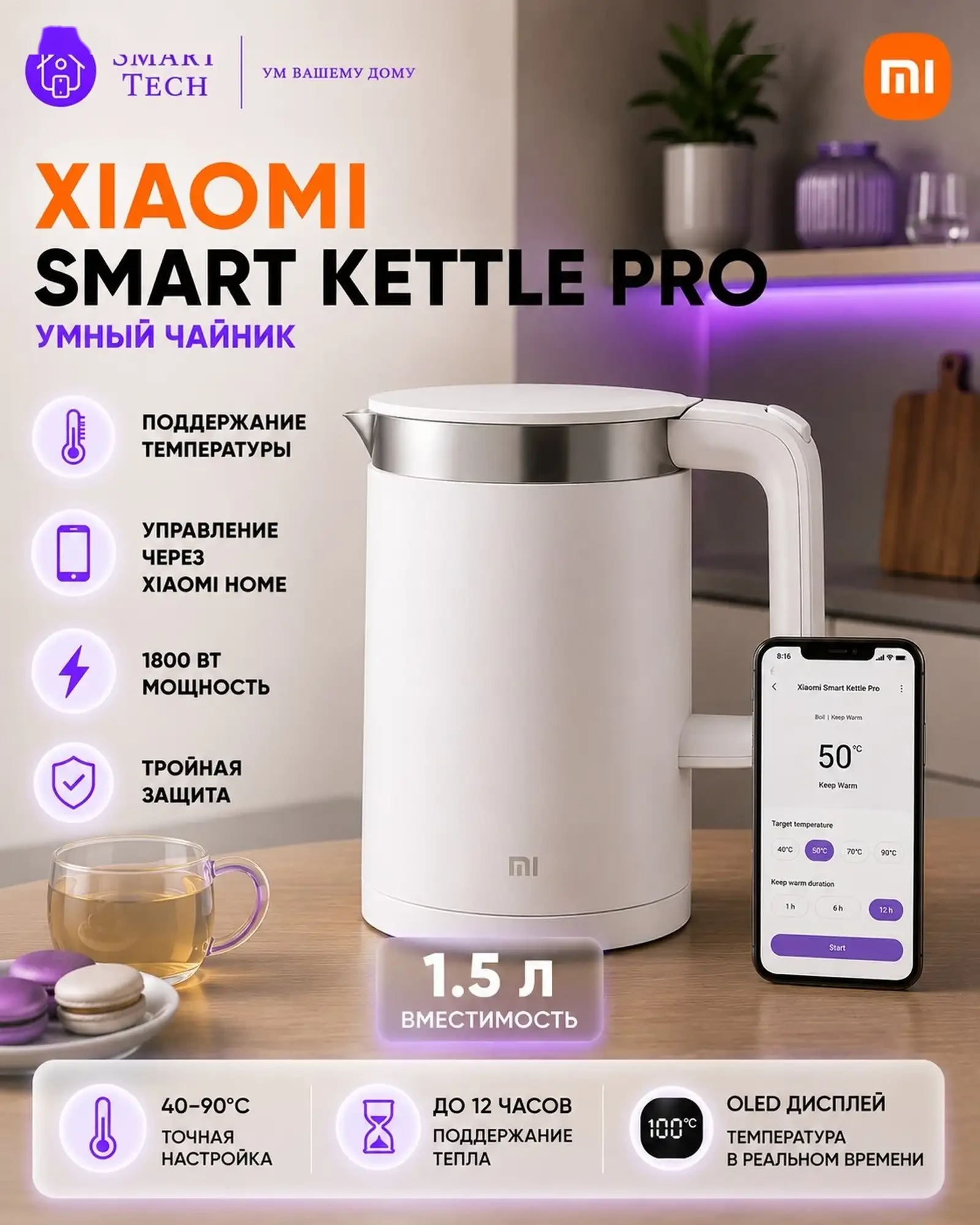 Умный чайник Xiaomi Mi Smart Kettle Pro
