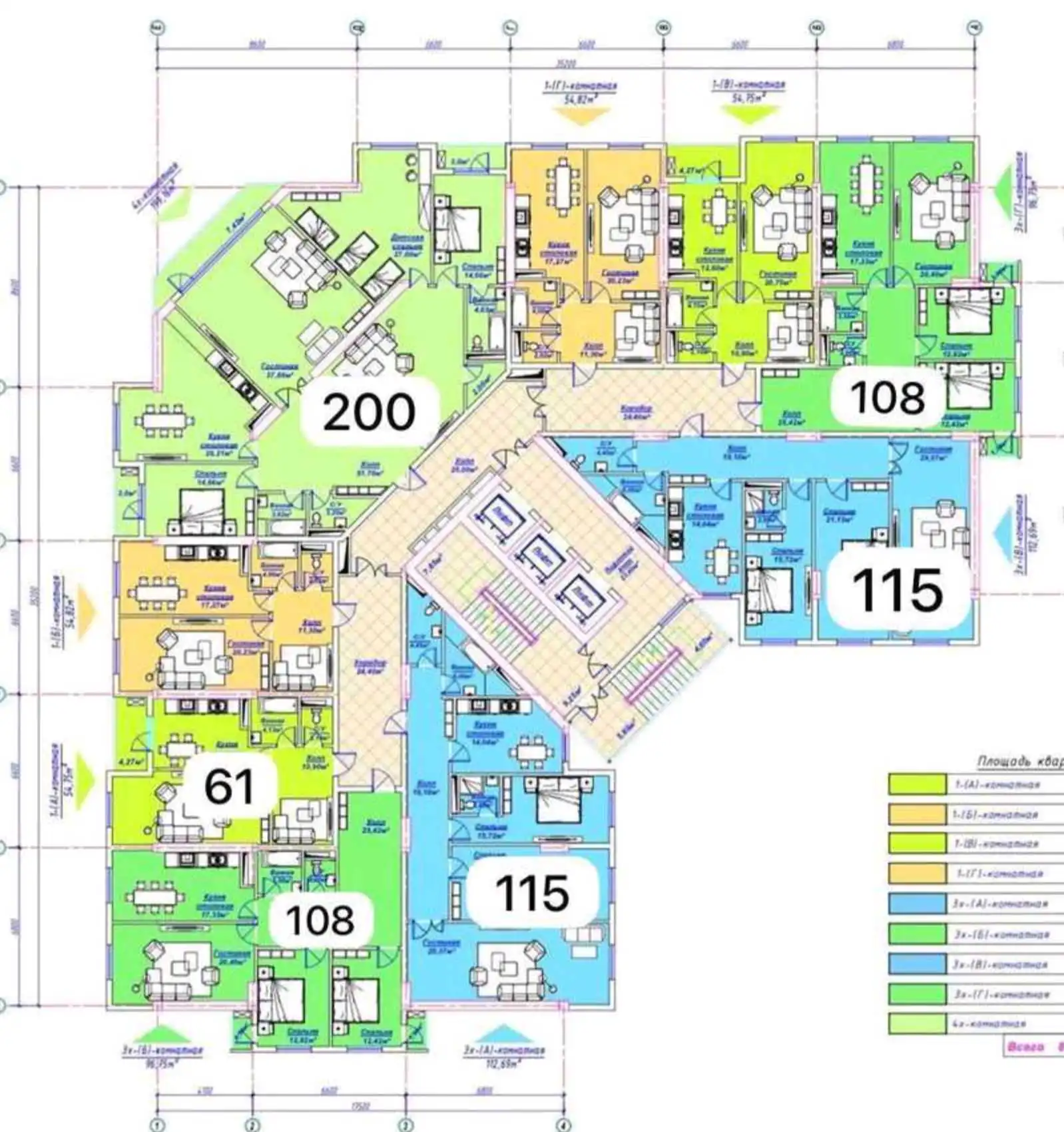 1-к квартира, 14 этаж, 61 м², Шохмансур