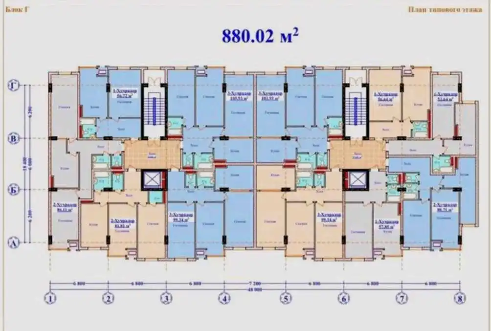 2-к квартира, 9 этаж, 82 м², Шохмансур