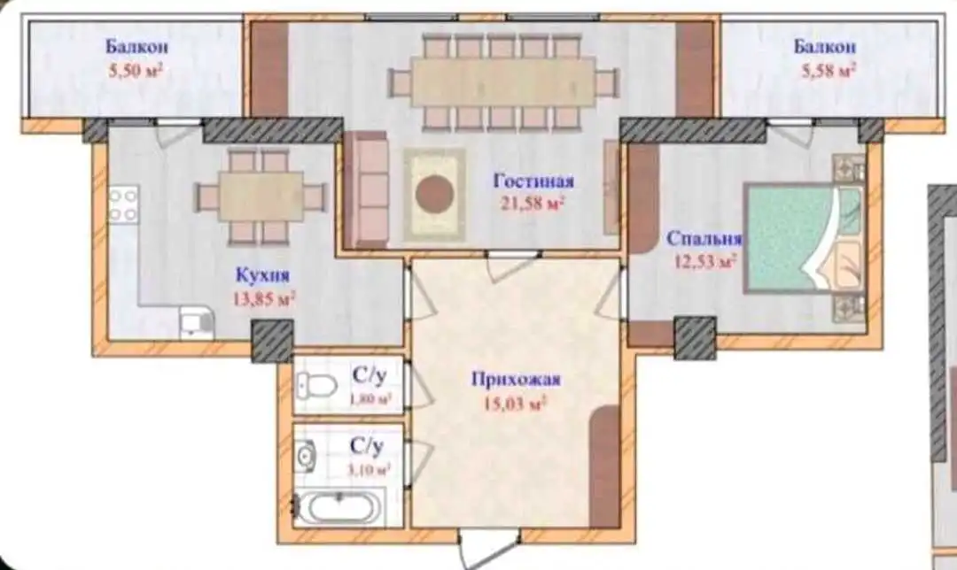2-к квартира, 16 этаж, 75 м², Шохмансур