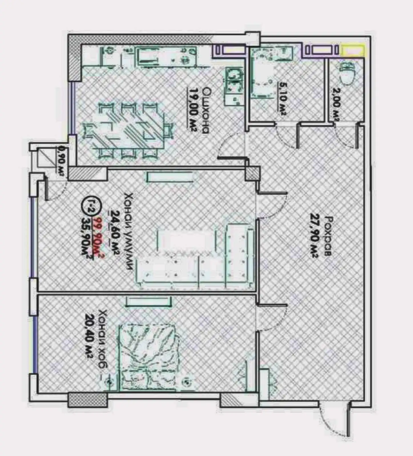 3-к квартира, 15 этаж, 100 м², Исмоил Сомони