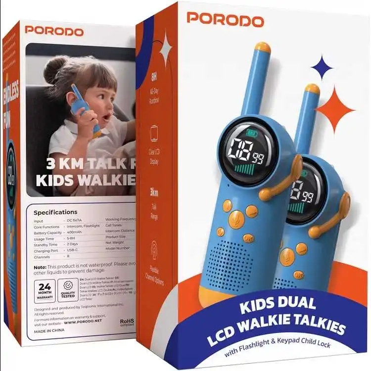 Детская рация Porodo Kids Walkie Talkie синий