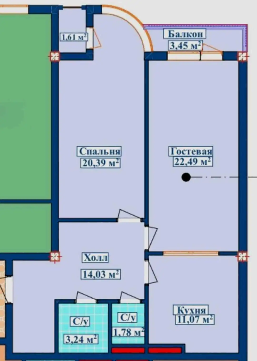 3-к квартира, 9 этаж, 78 м², Шохмансур