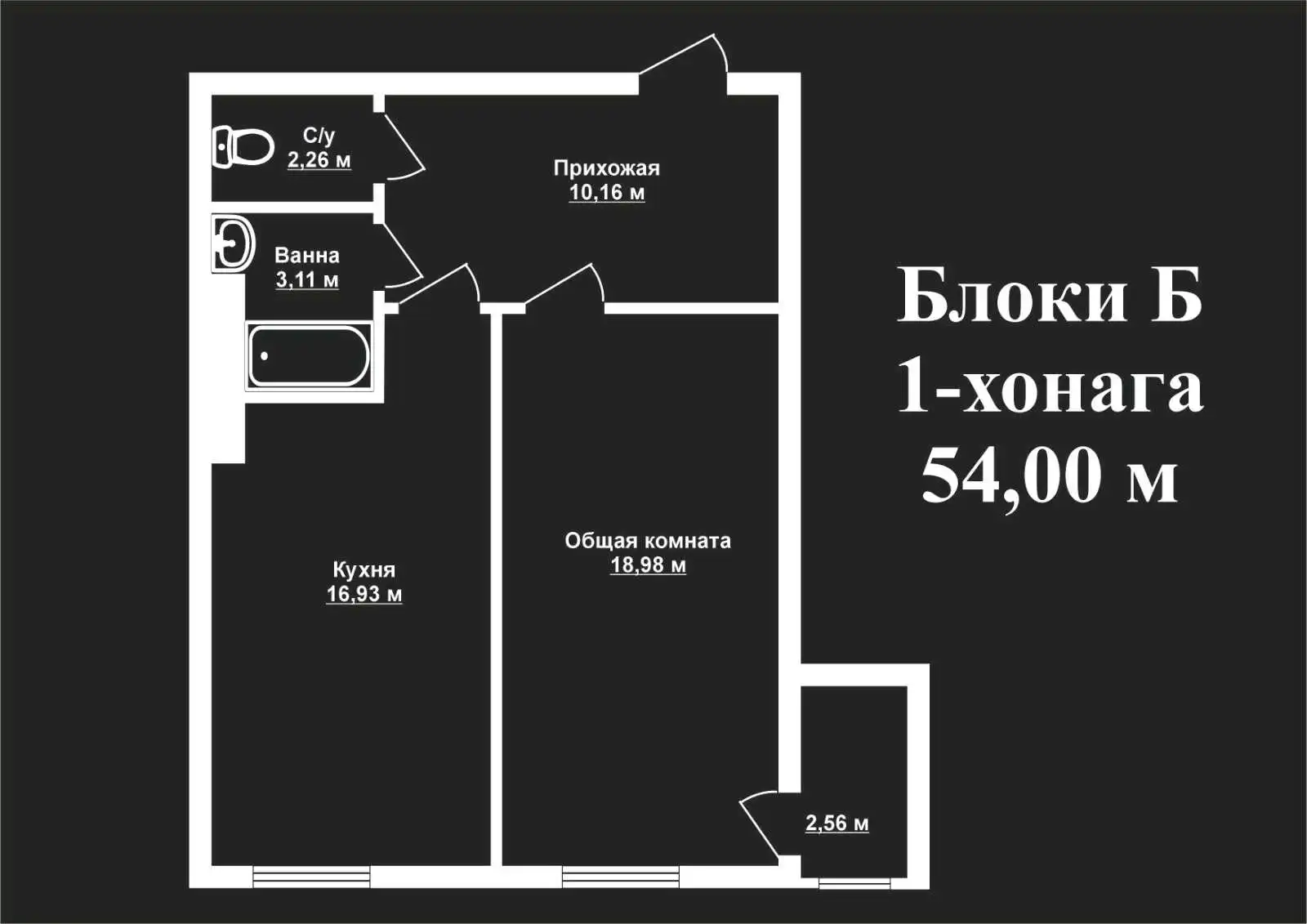 1-к квартира, 13 этаж, 54 м², Сино