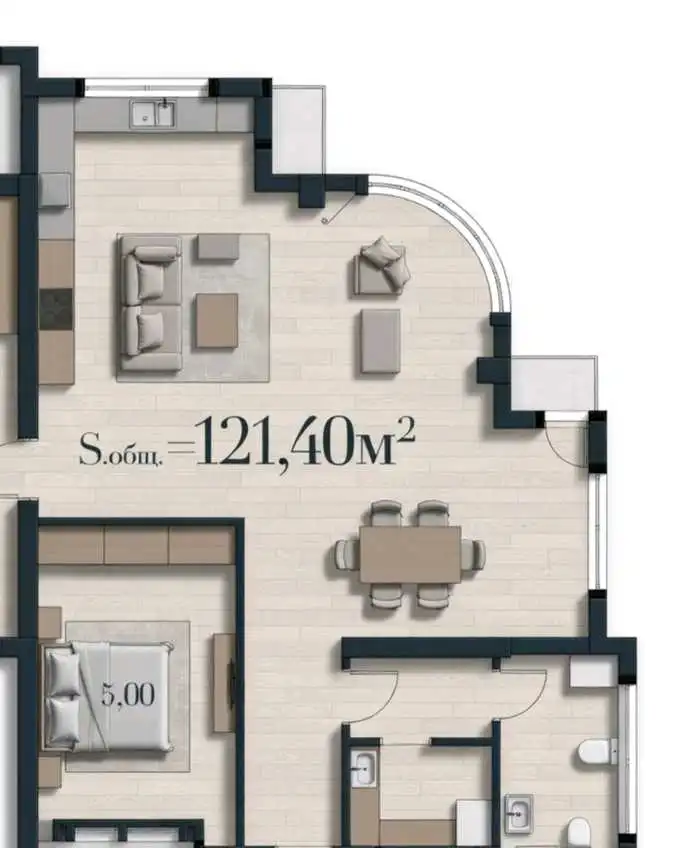 3-к квартира, 6 этаж, 122 м², И.Сомони