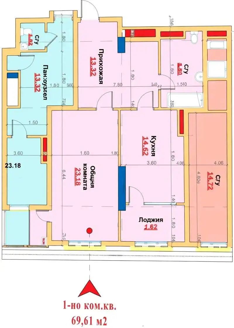 2-к квартира, 9 этаж, 70 м², Шохмансур
