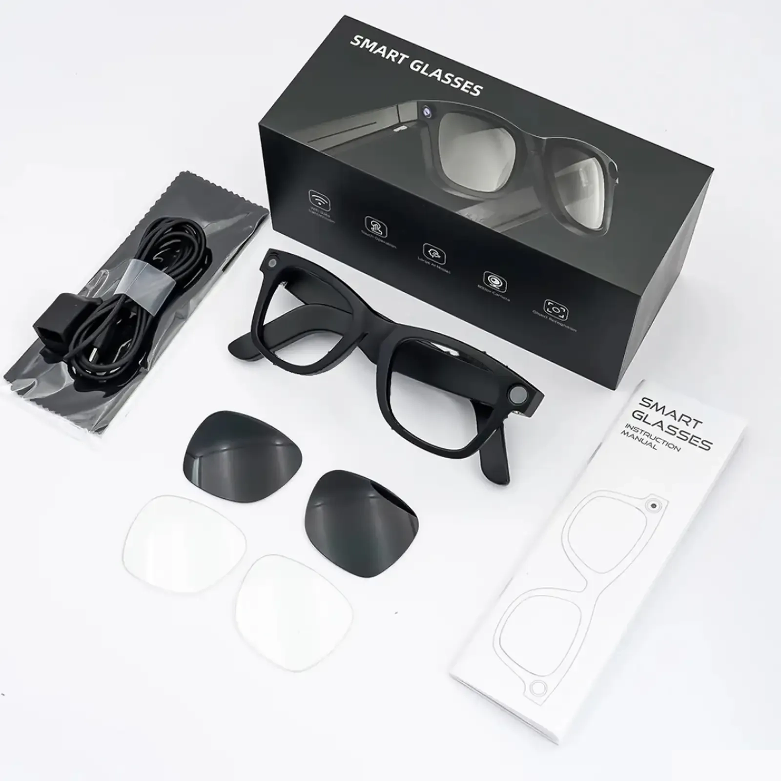 Очки с камерой AI Переводчик Smart Glasses E02L
