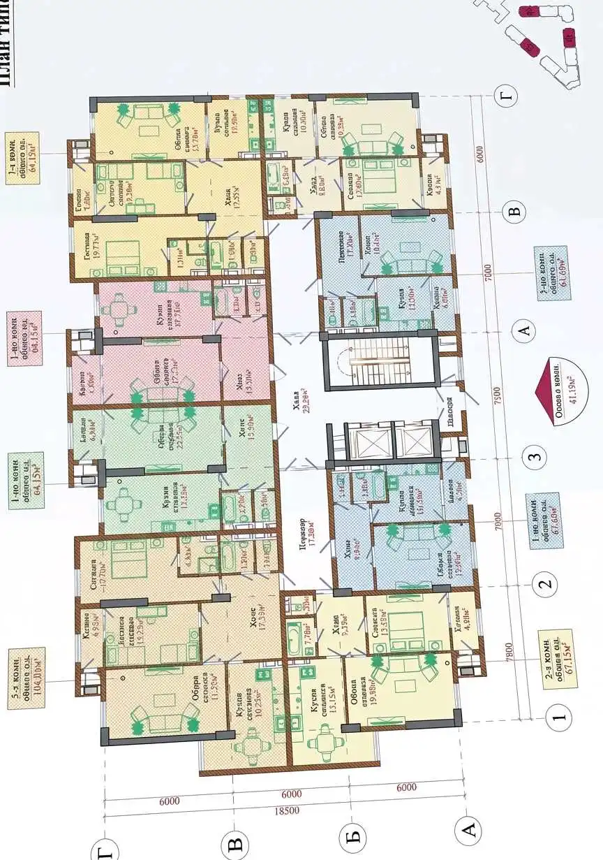 1-к квартира, 10 этаж, 64 м², Сино