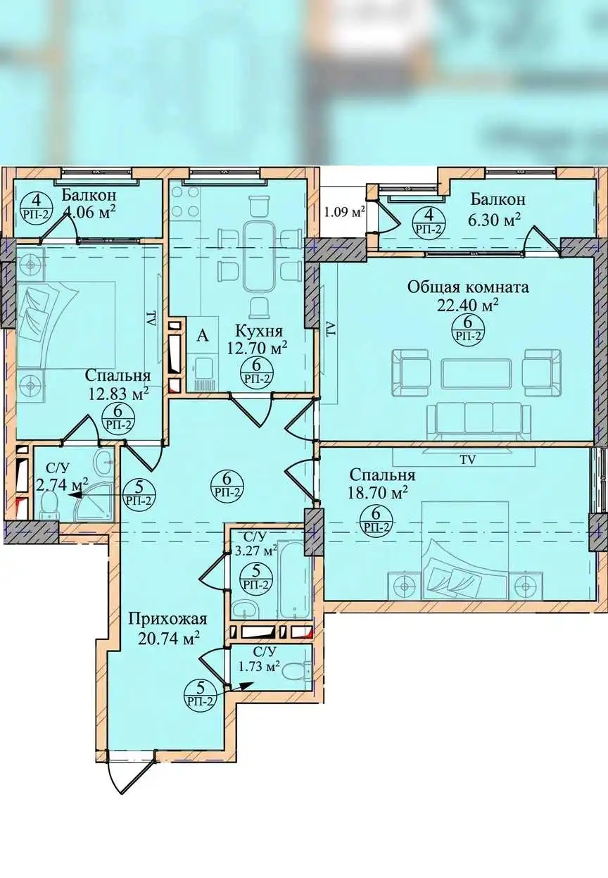 3-к квартира, 14 этаж, 114 м², Шохмансур