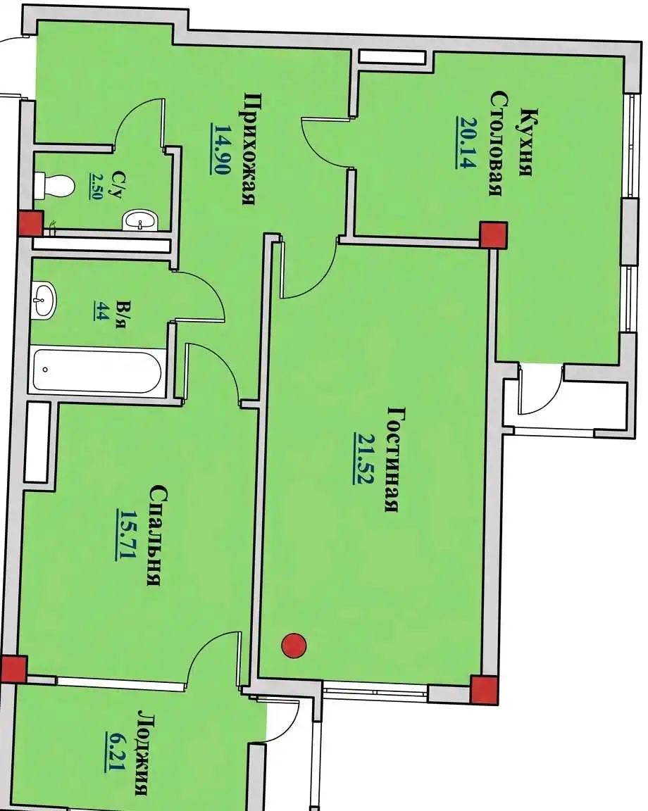2-к квартира, 13 этаж, 88 м², Фирдавси