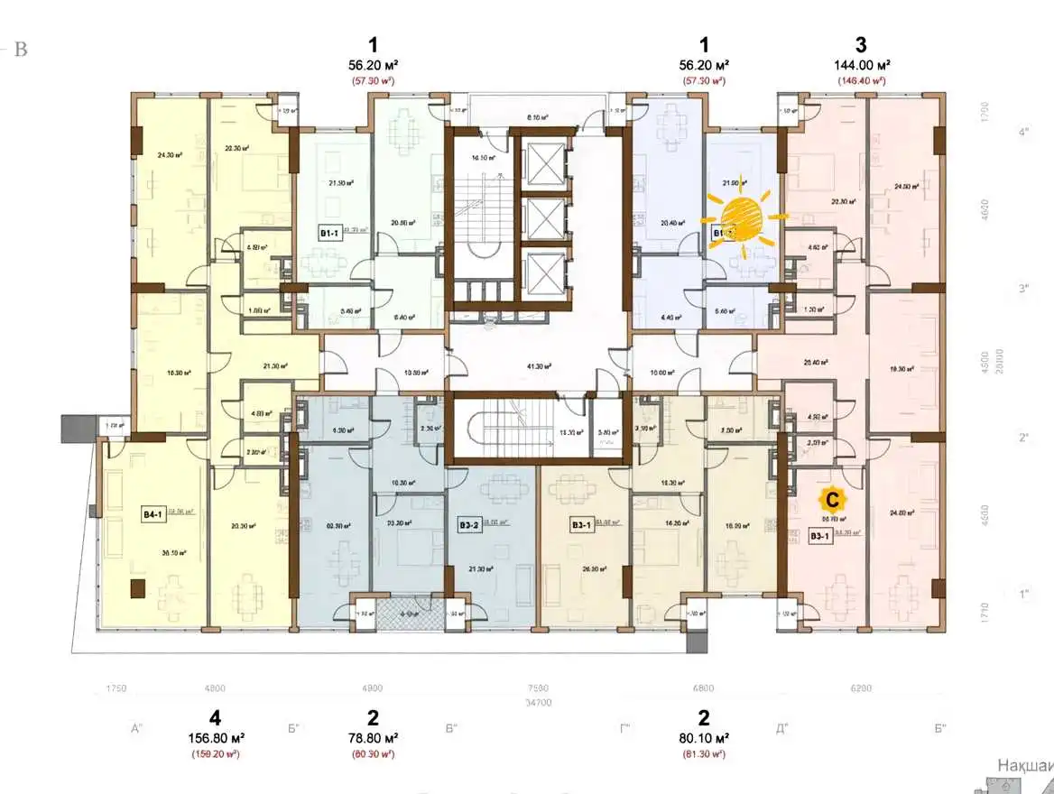 1-к квартира, 14 этаж, 56 м², Шохмансур