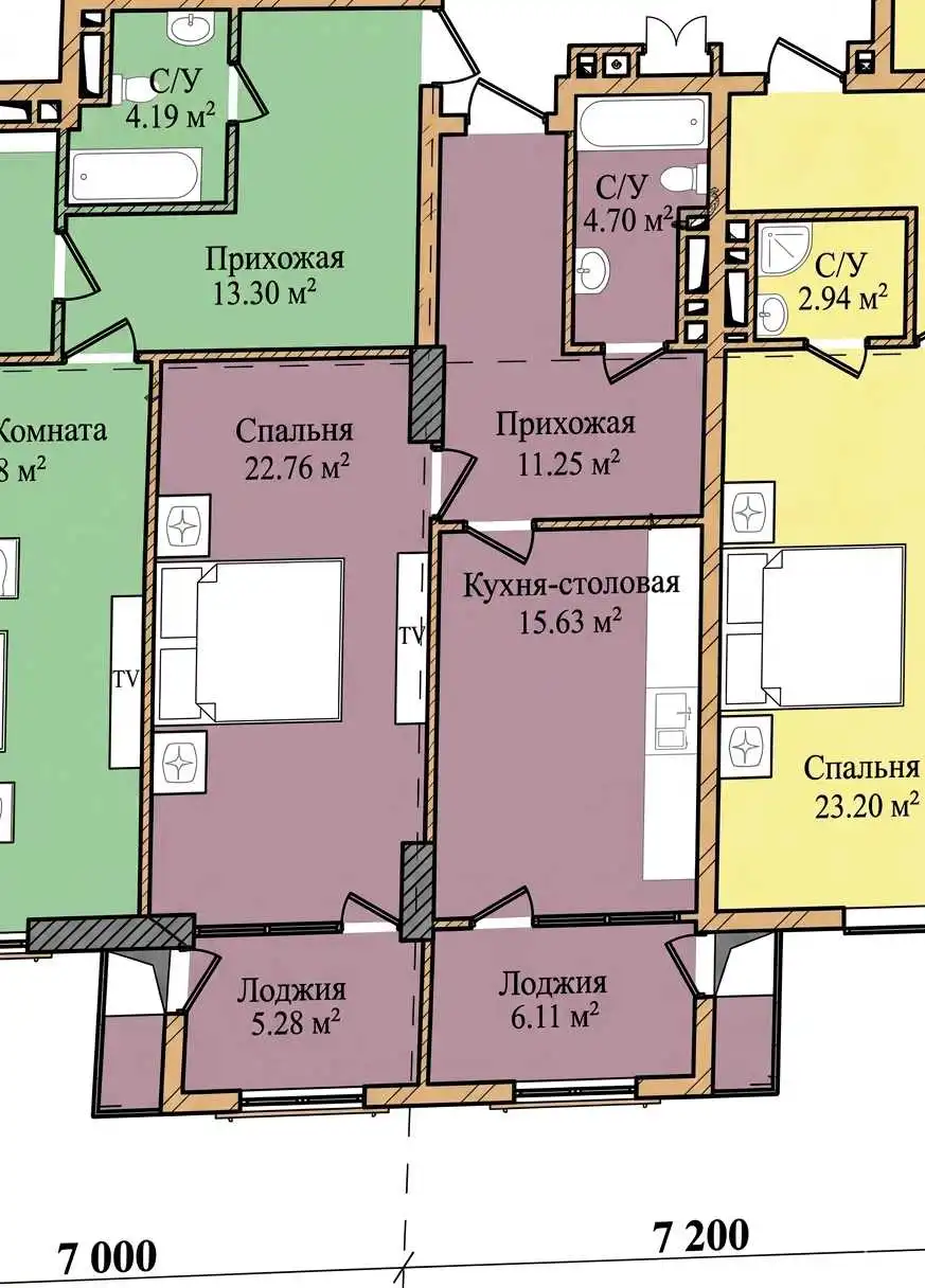 2-к квартира, 11 этаж, 68 м², И.Сомонӣ