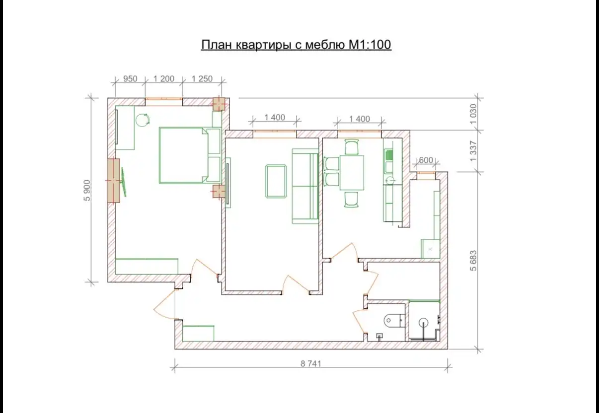 2-к квартира, 5 этаж, 63 м², Вахдат