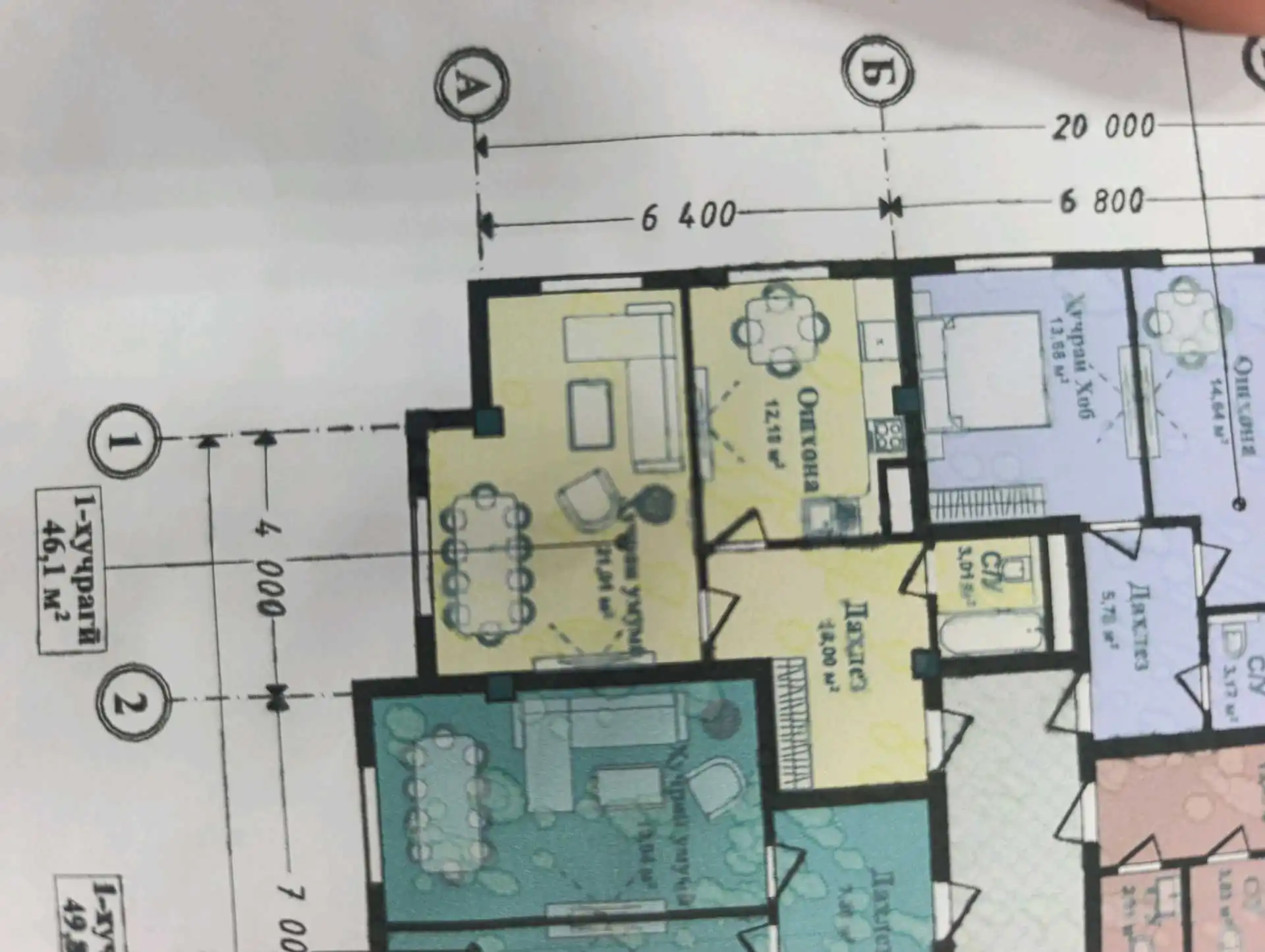 1-к квартира, 14 этаж, 46 м², Рудаки