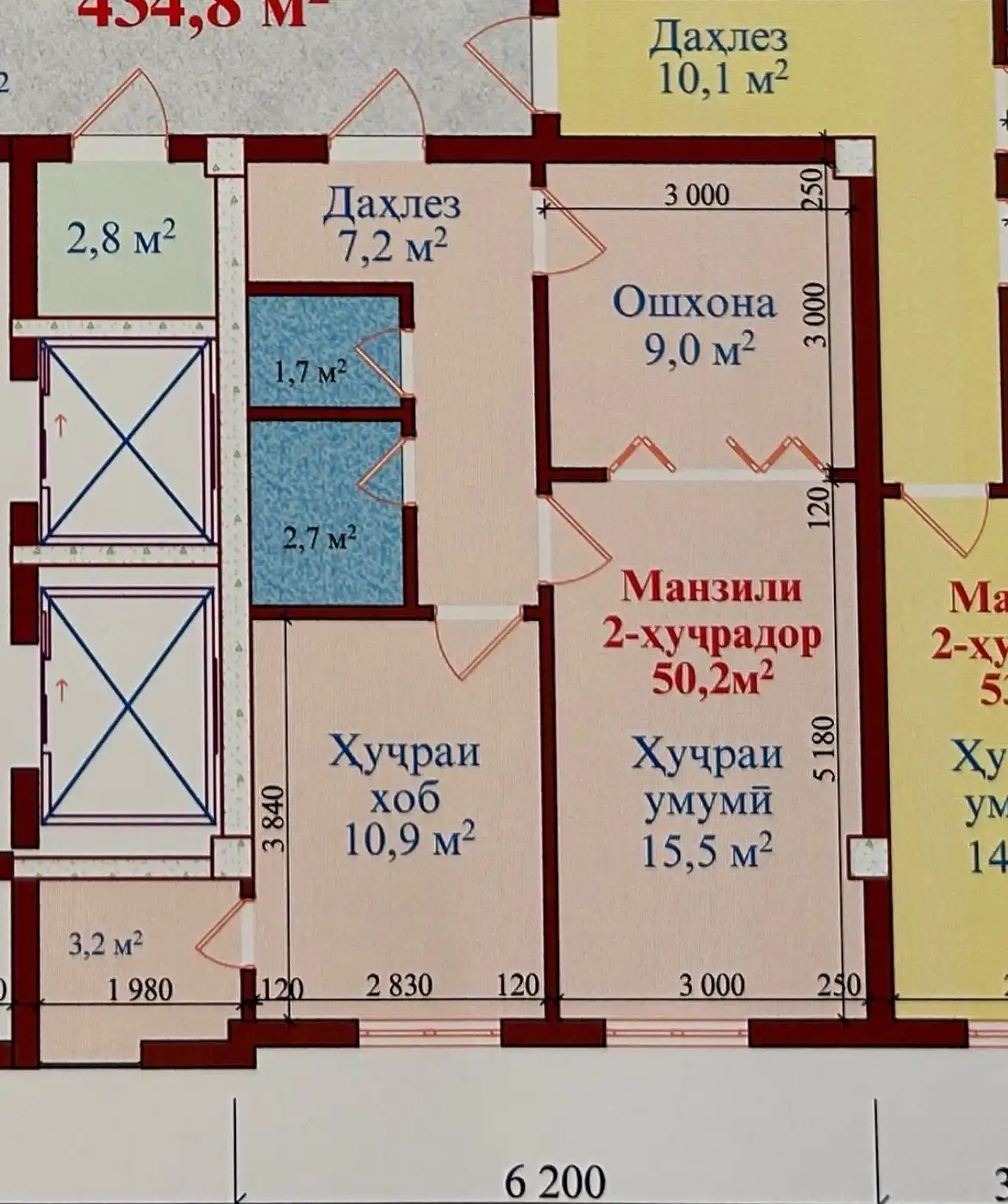 Квартира, 8 этаж, 50 м², Рудаки