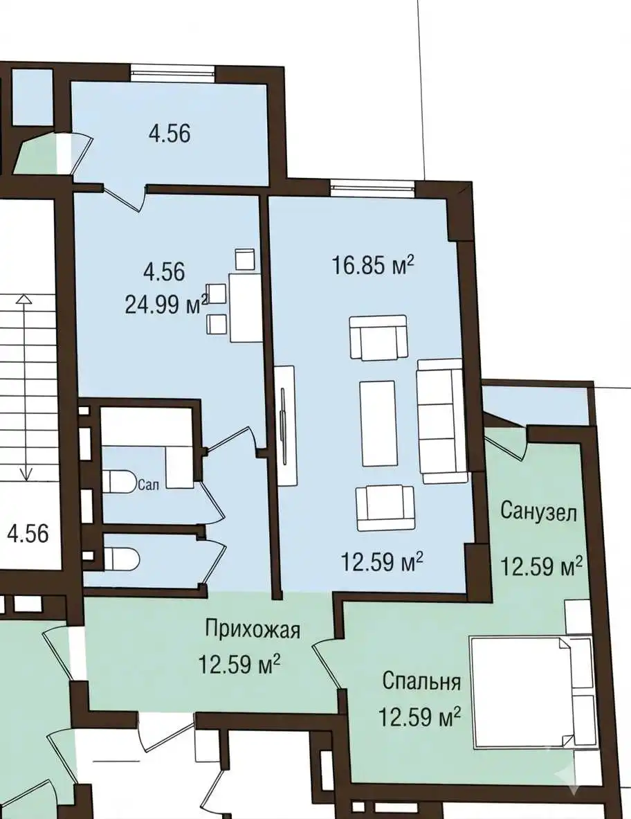 2-к квартира, 2 этаж, 82 м², И.Сомони