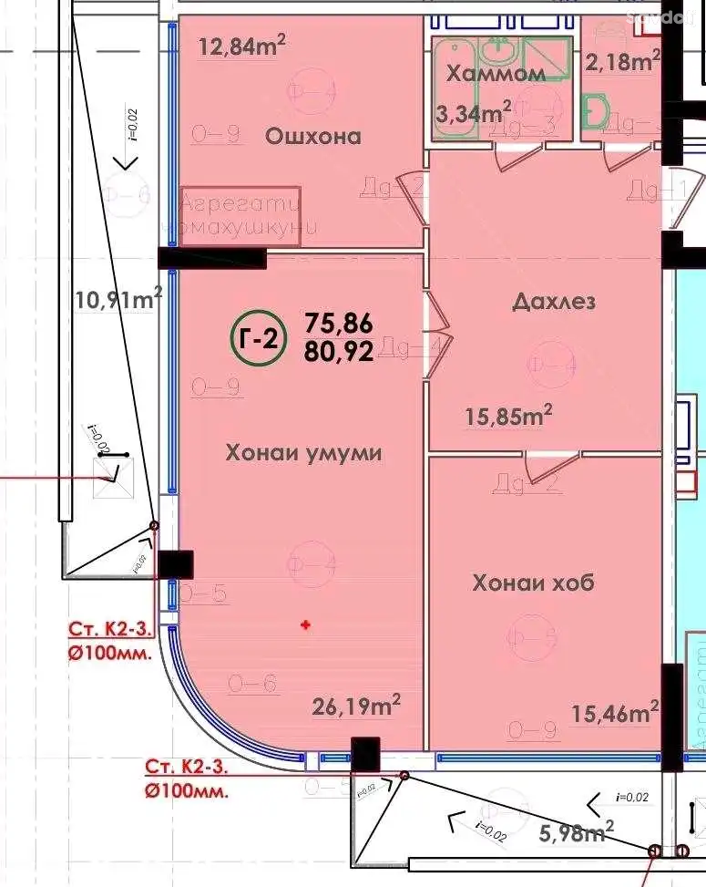 2-к квартира, 16 этаж, 75 м², Сомони