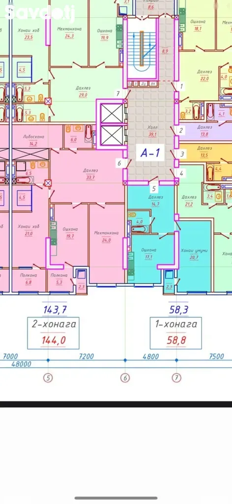 2-комн. квартира, 15 этаж, 144 м², Шохмансур