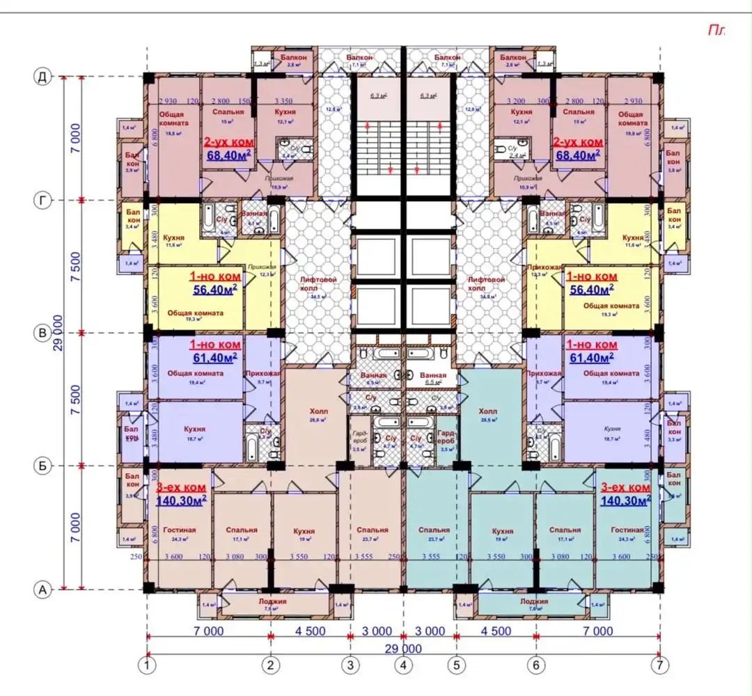 1-к квартира, 12 этаж, 56 м², Шохмансур