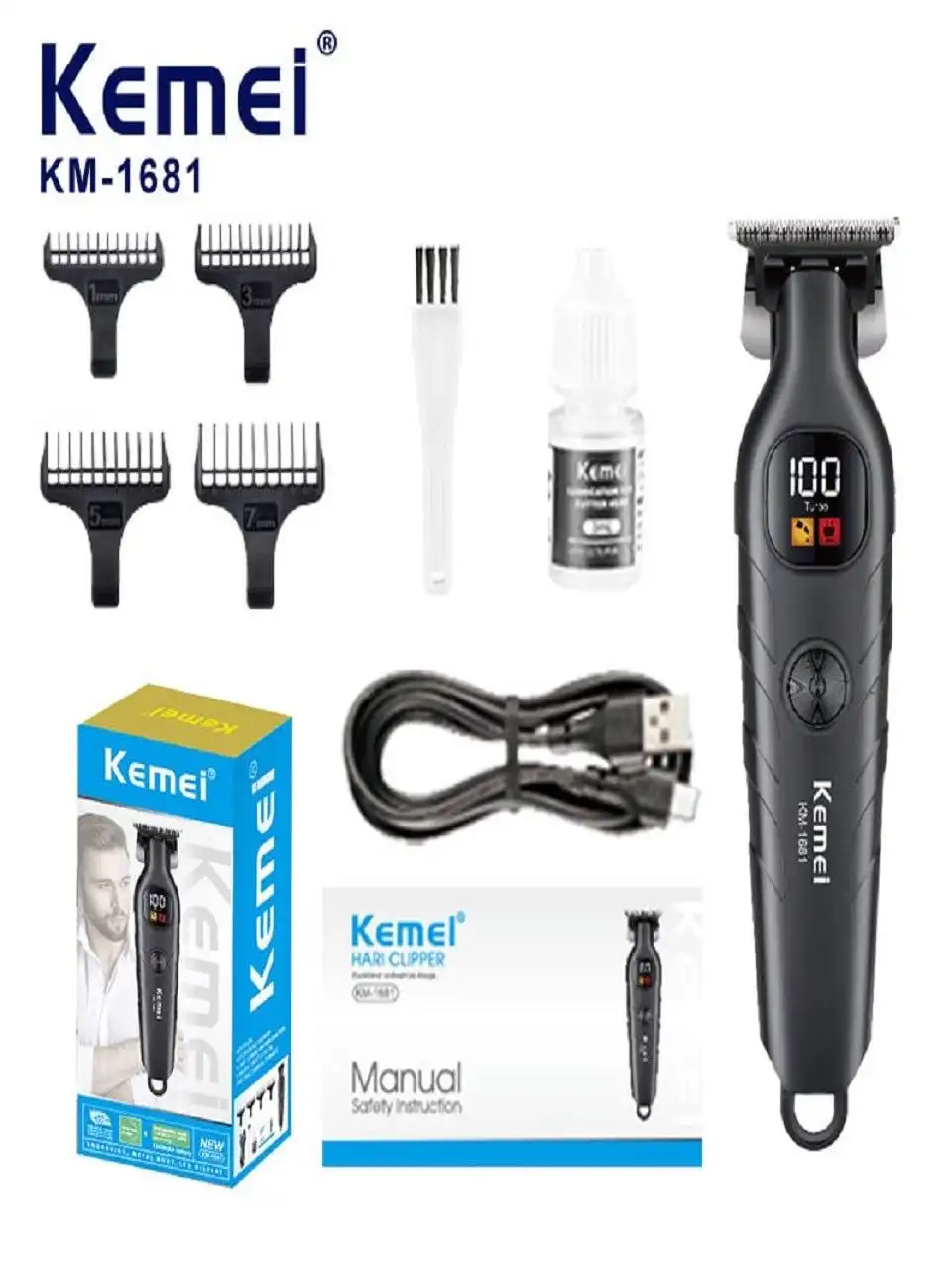Машинка барои ислоҳи риш ва соч — Kemei KM-1681