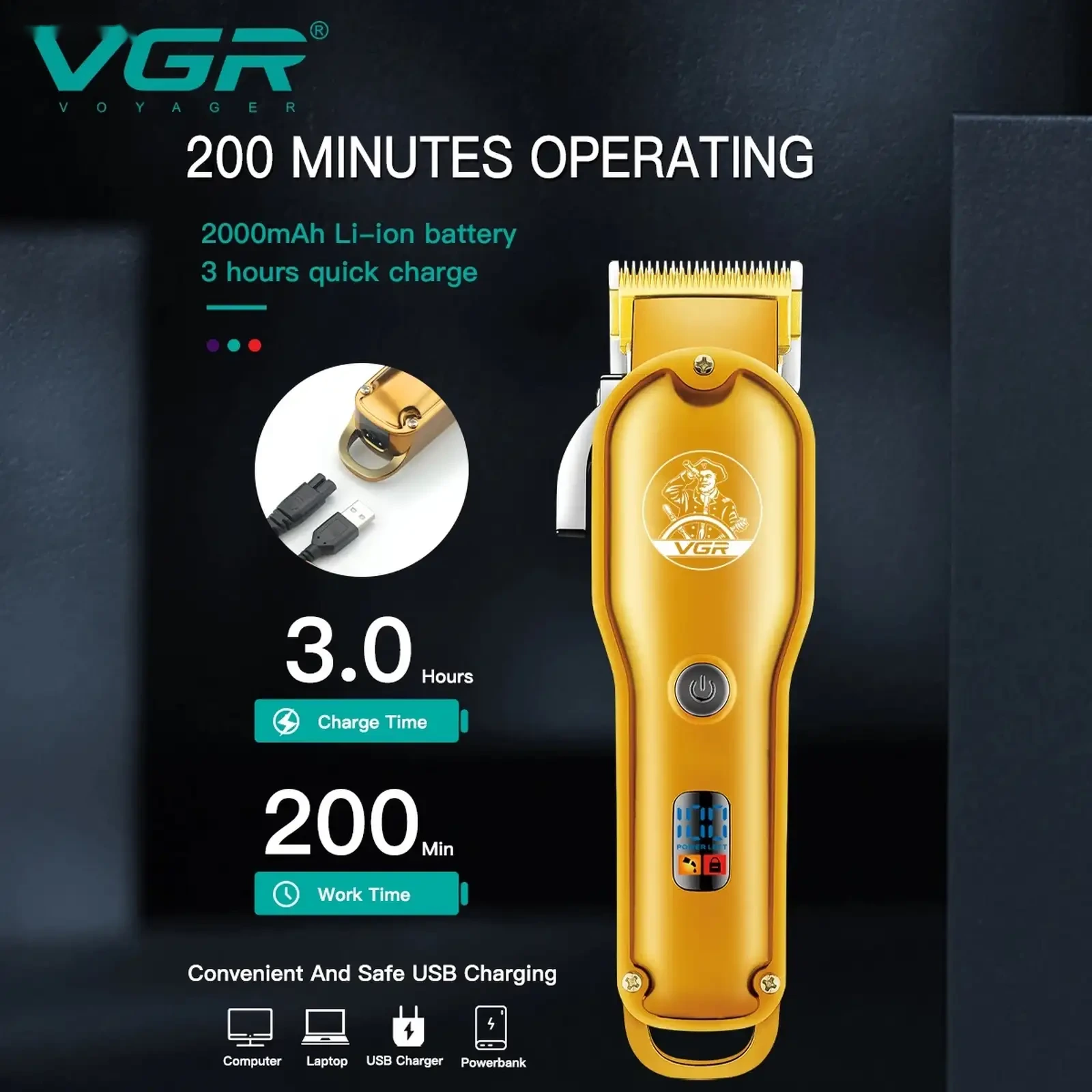Машинка барои сочгирӣ VGR V-650 Сифати касбӣ ва тарҳи боҳашамат — фото 3