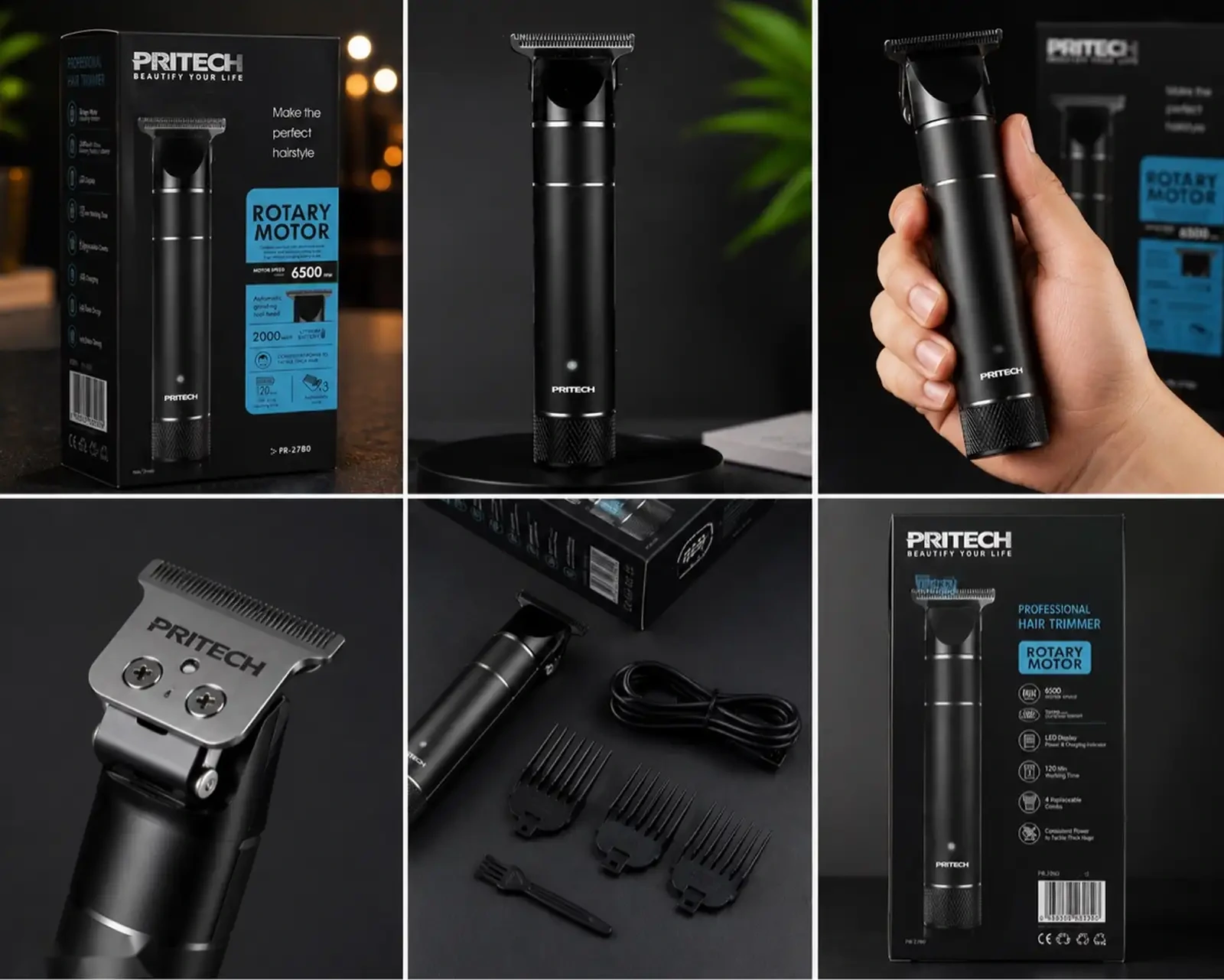 PRITECH PR-2780 Триммери касбӣ барои хатгирӣ ва риш Нав — фото 5