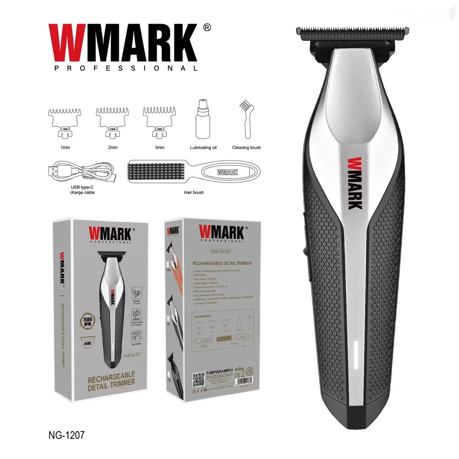 Триммери касбии WMARK NG-1207 Барои риш ва хаткунӣ Тример — фото 7