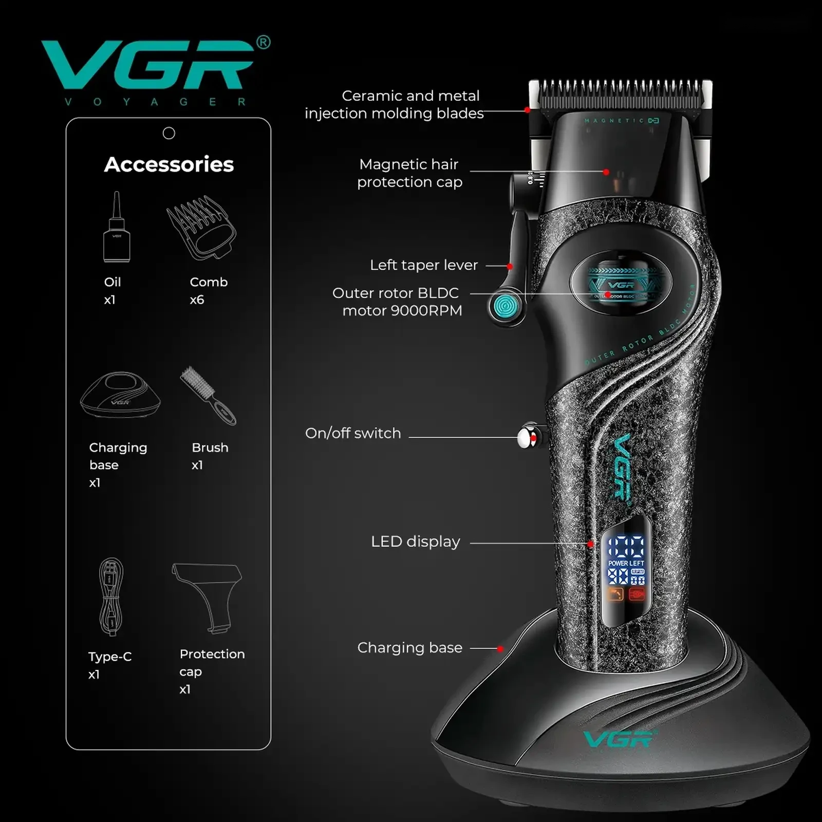Машинка барои ислоҳи соч ва риш VGR V-857C Professional — фото 5