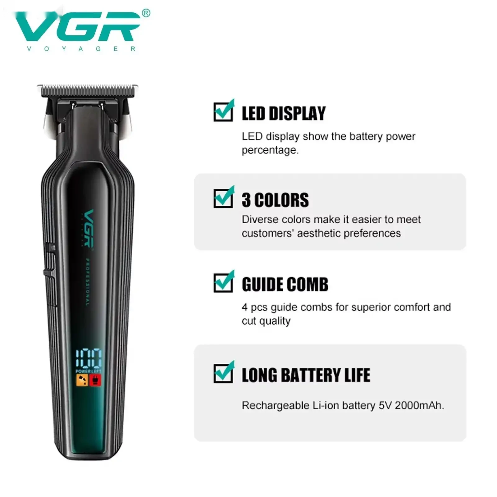 Триммери касбӣ барои ислоҳи соч ва риш VGR V-930 — фото 2