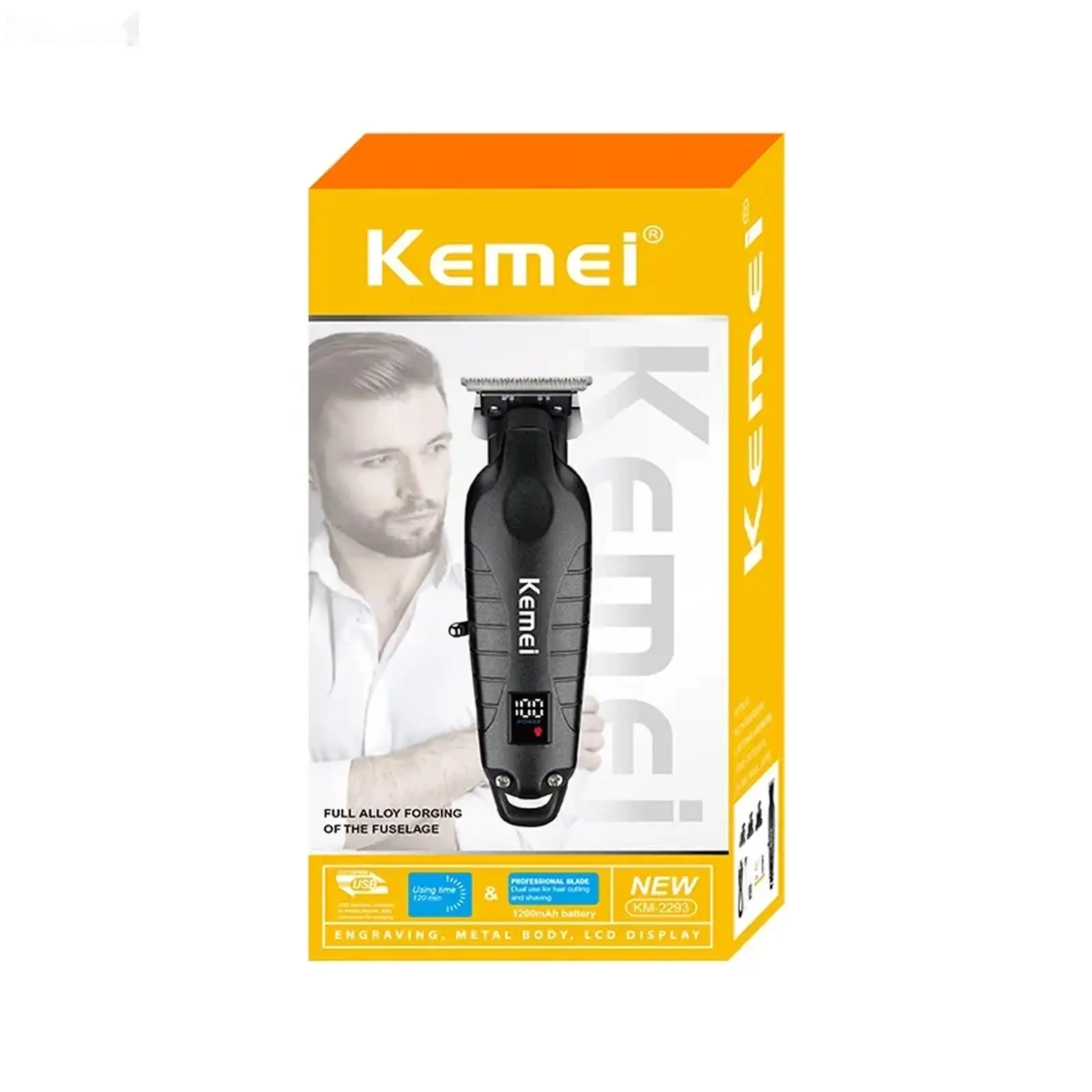 Триммери касбии Kemei KM-2293 Экрани LCD ва корпуси сиёҳ — фото 4