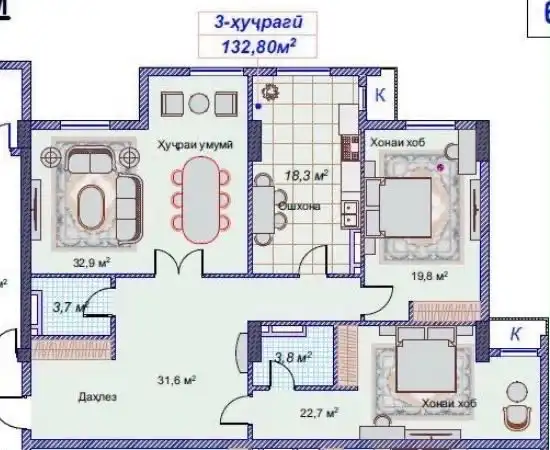 Квартира, 10 этаж, 133 м², 8 март педенистут