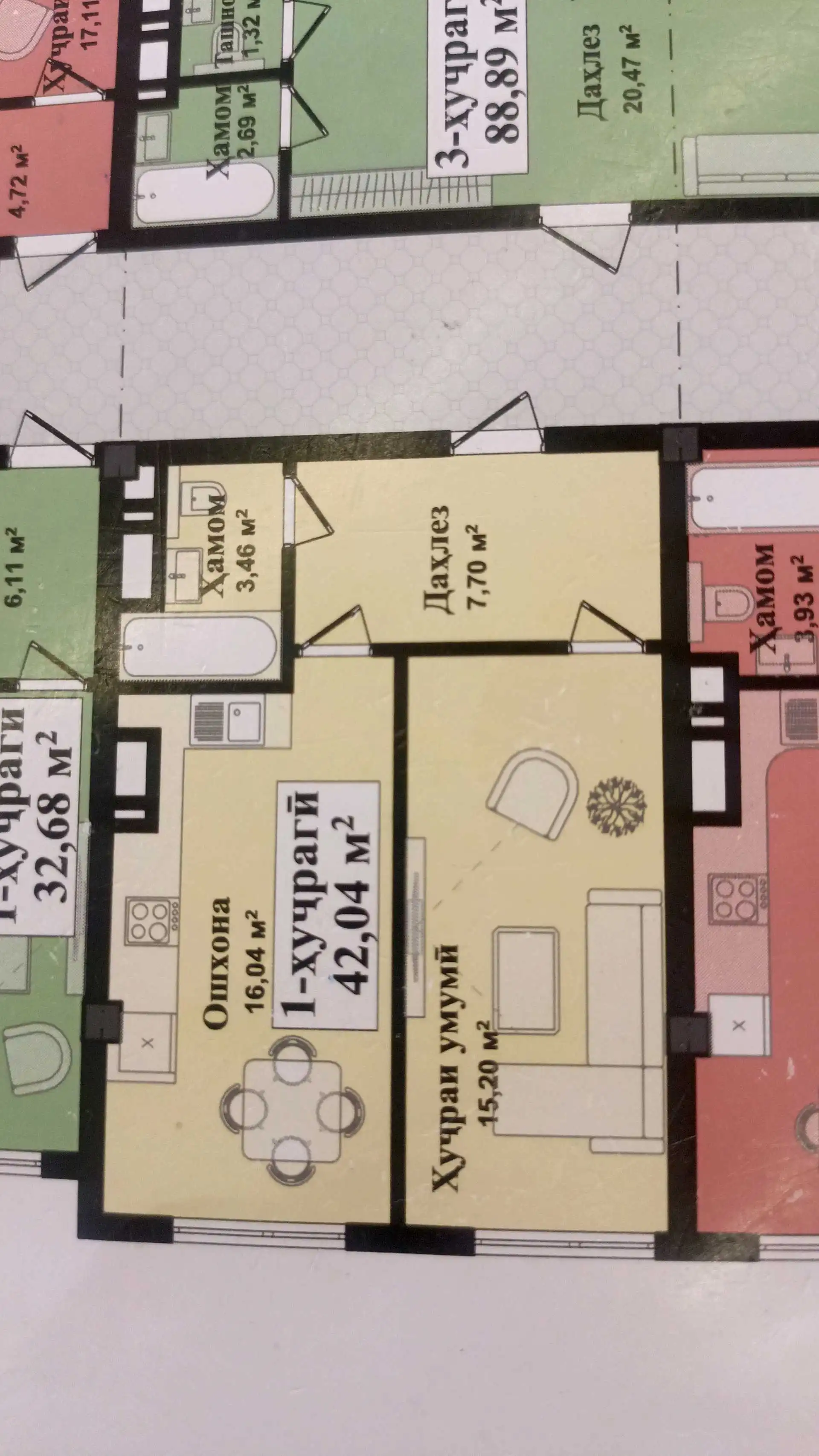 1-к квартира, 6 этаж, 42 м², Рудаки