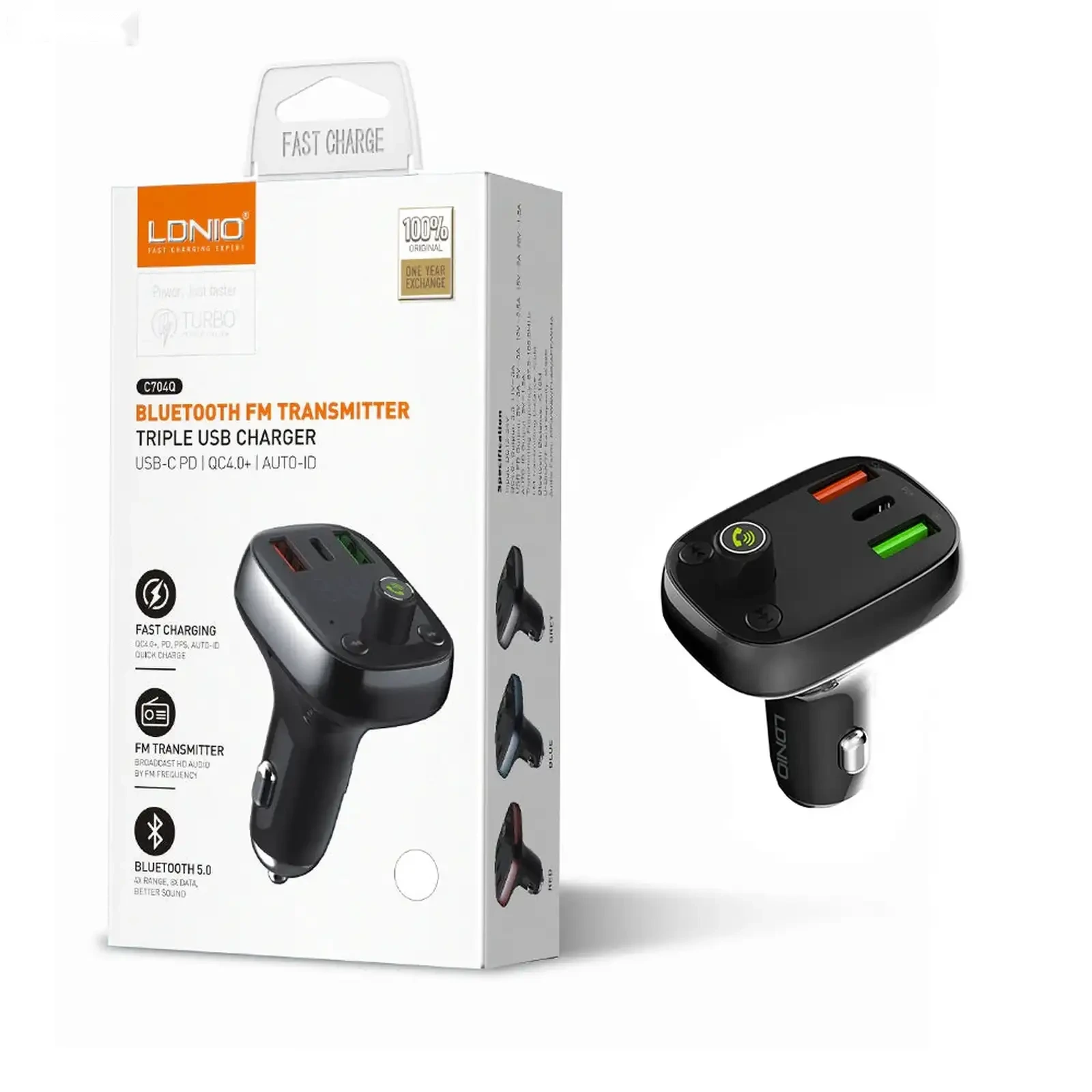 Автомобильный FM модулятор Bluetooth Ldnio C704q — фото 2
