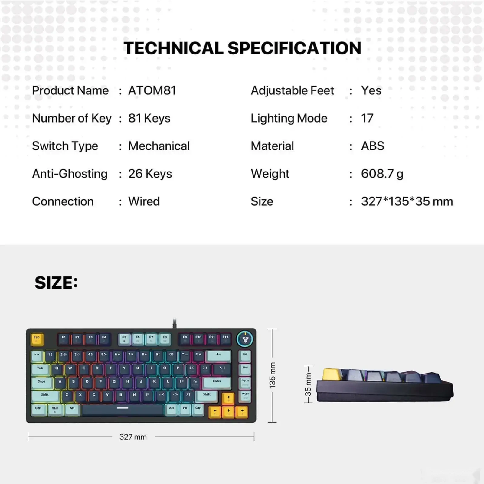 Механическая игровая клавиатура Fantech ATOM81 MK875V2 — фото 2