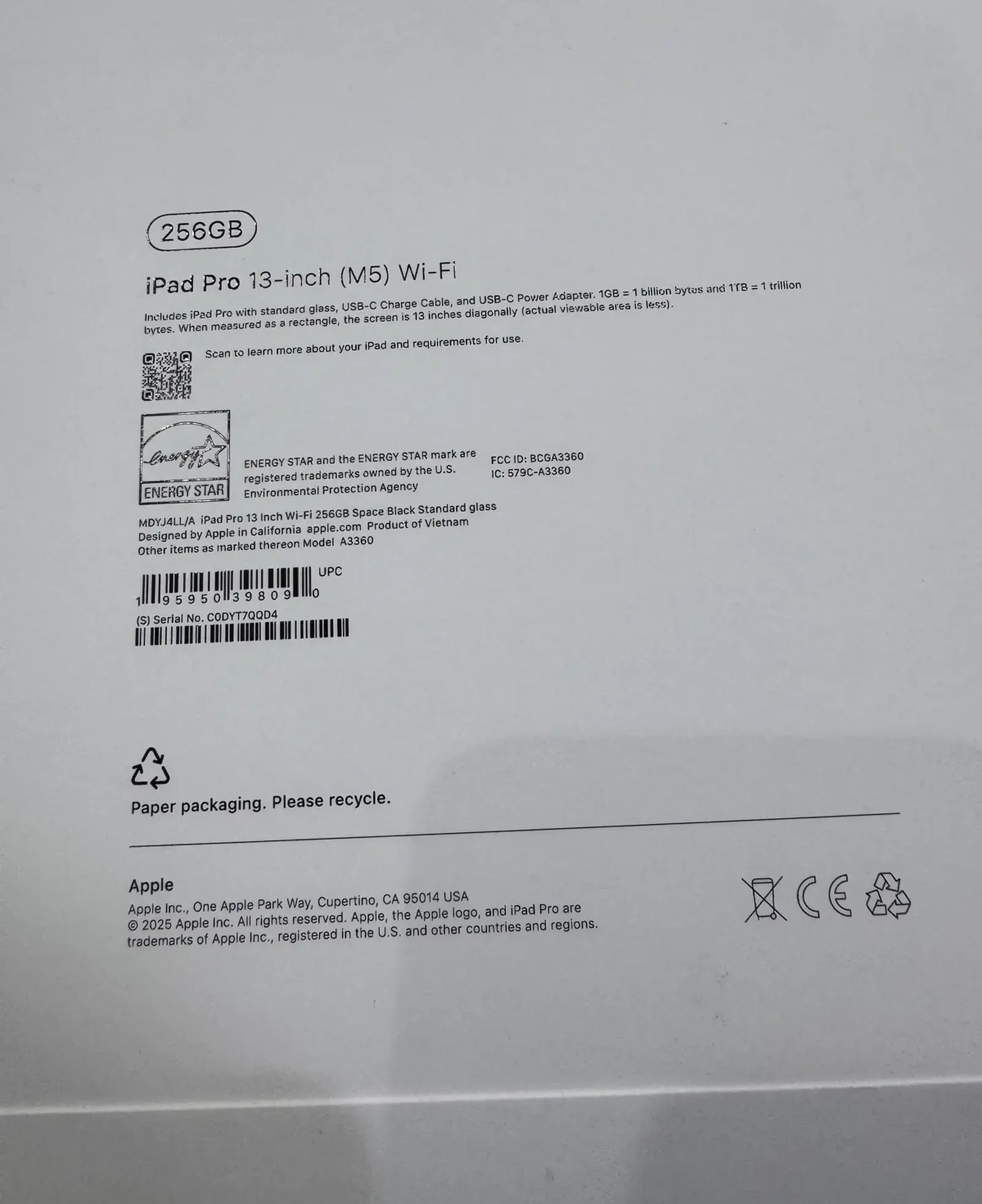 Планшет Apple iPad Pro 13 M5 WiFi 256GB