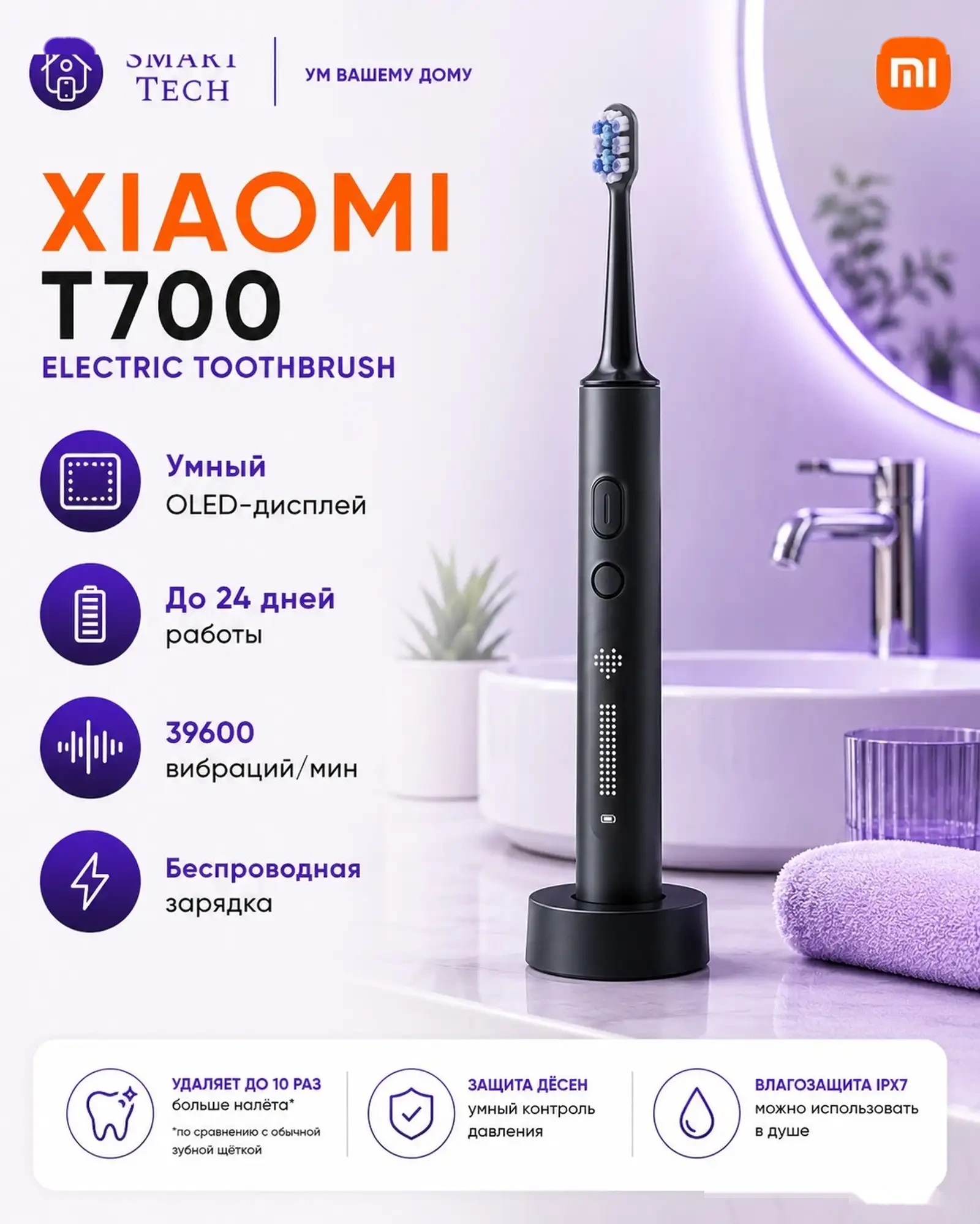 Электрическая зубная щетка Xiaomi Mijia T700 — фото 2
