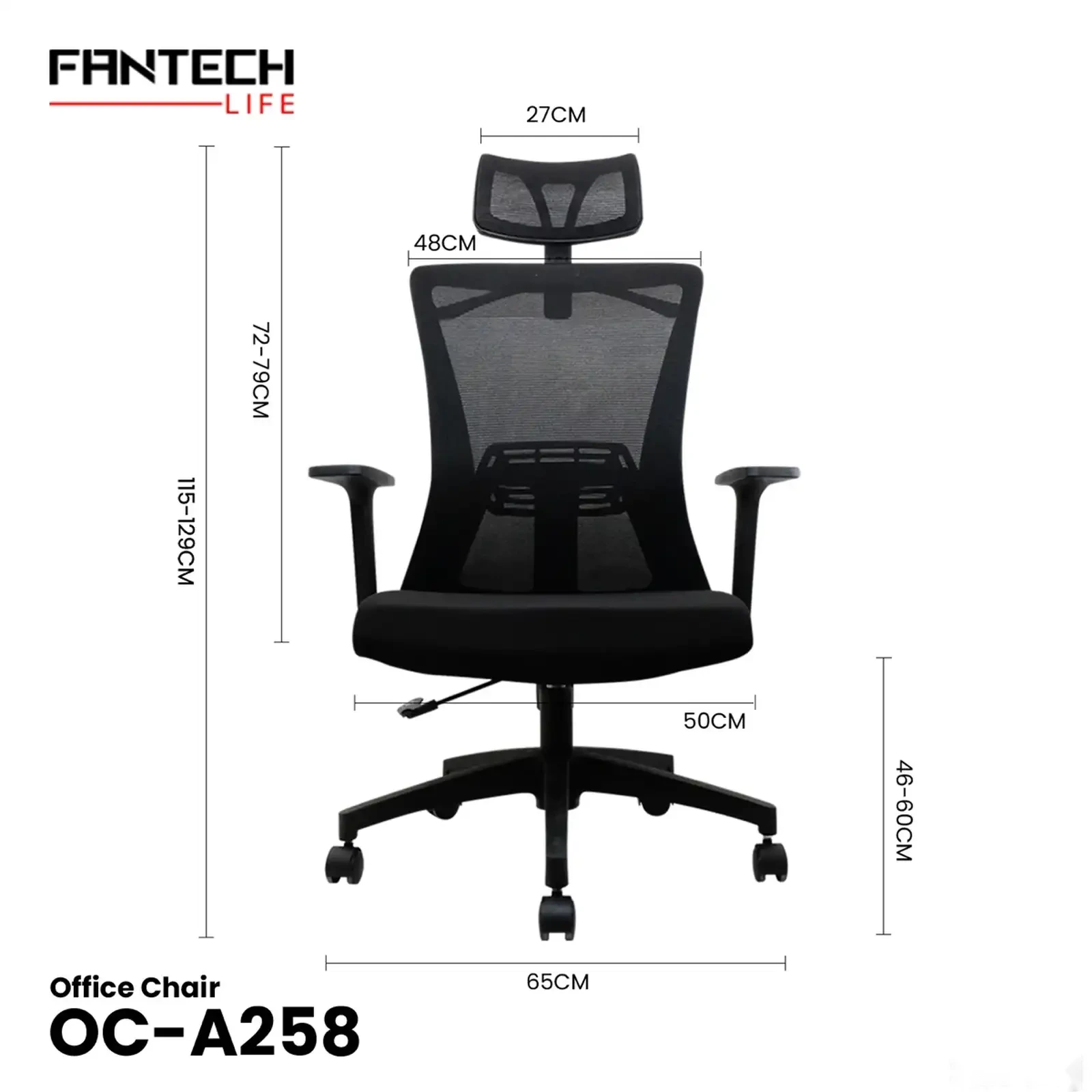 Компьютерное кресло Fantech OC-A258 с сетчатой спинкой и подголовником — фото 2